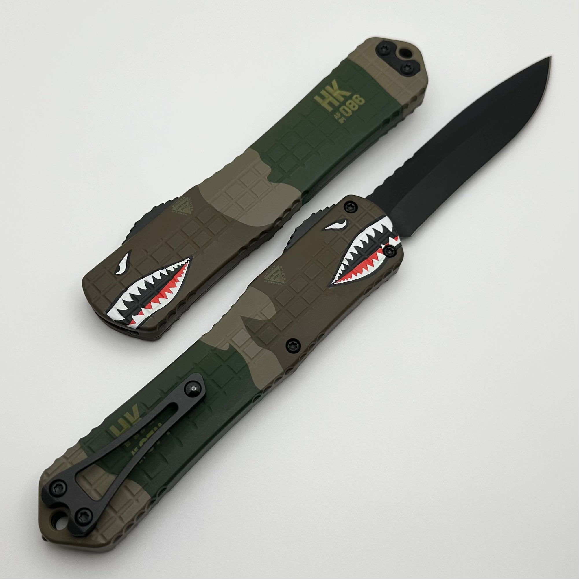 Heretic Knives Manticore X A-10 Edition - Premium OTF Tactical Knife with Frag Handle & DLC Recurve MagnaCut Blade