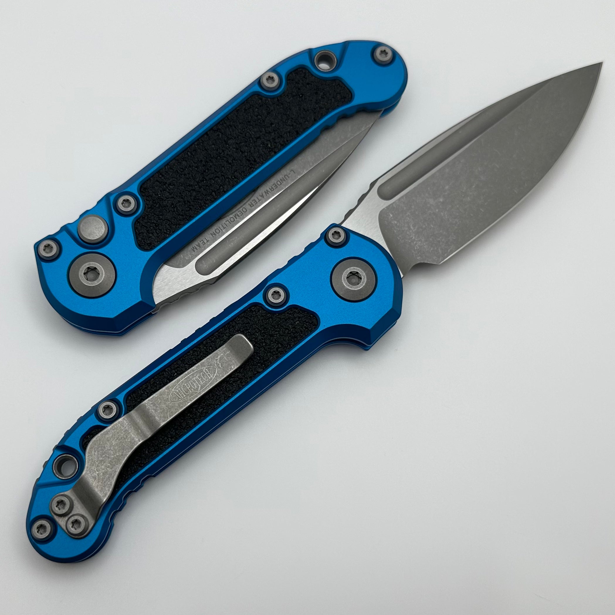 Premium Microtech LUDT Gen III Apocalyptic Drop Point Knife - Blue Aluminum Handle