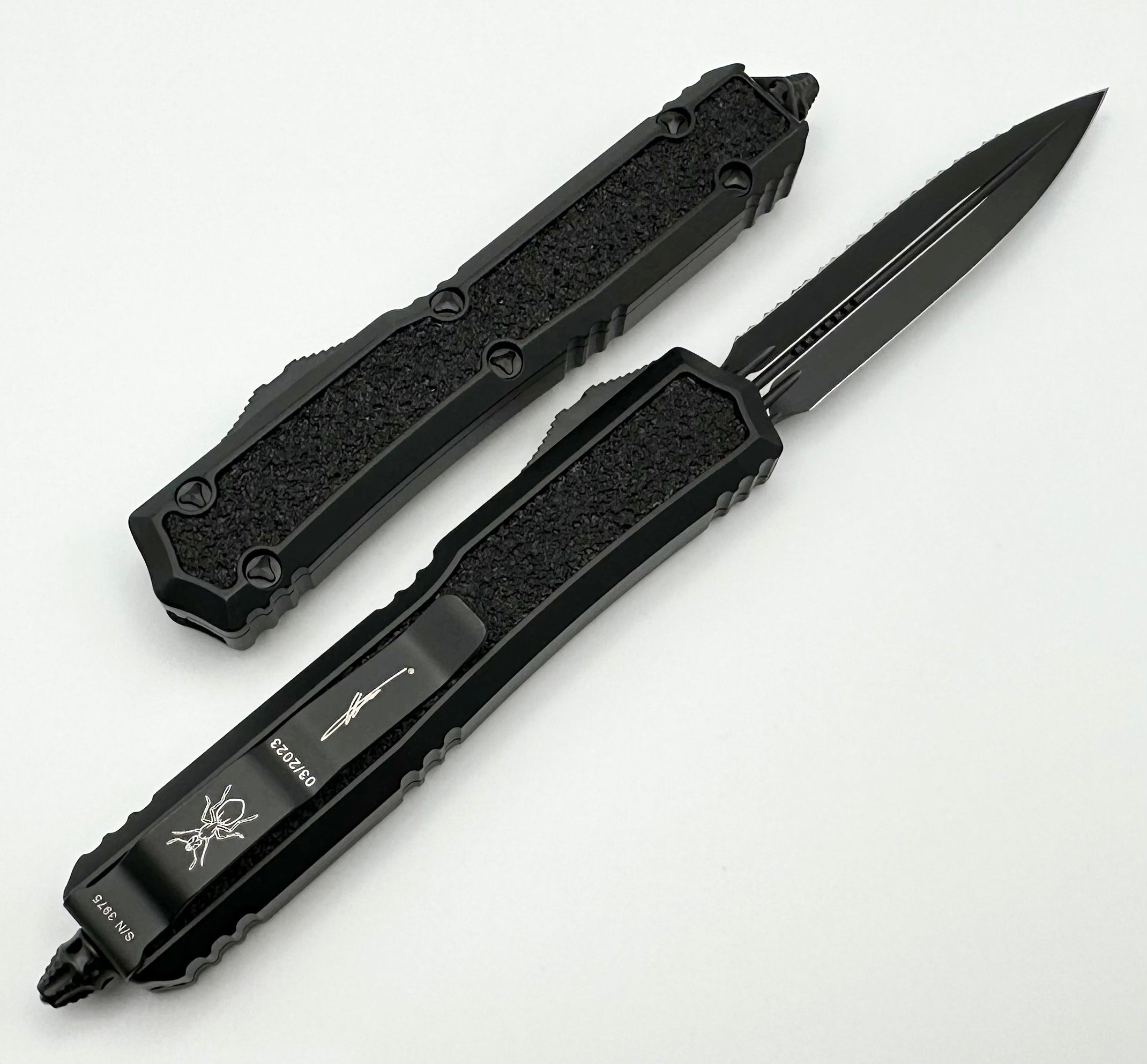 Microtech Makora Ultimate Tactical Knife - Nickel Boron Internals, Double Edge Full Serrated, Signature Series 206-3TS