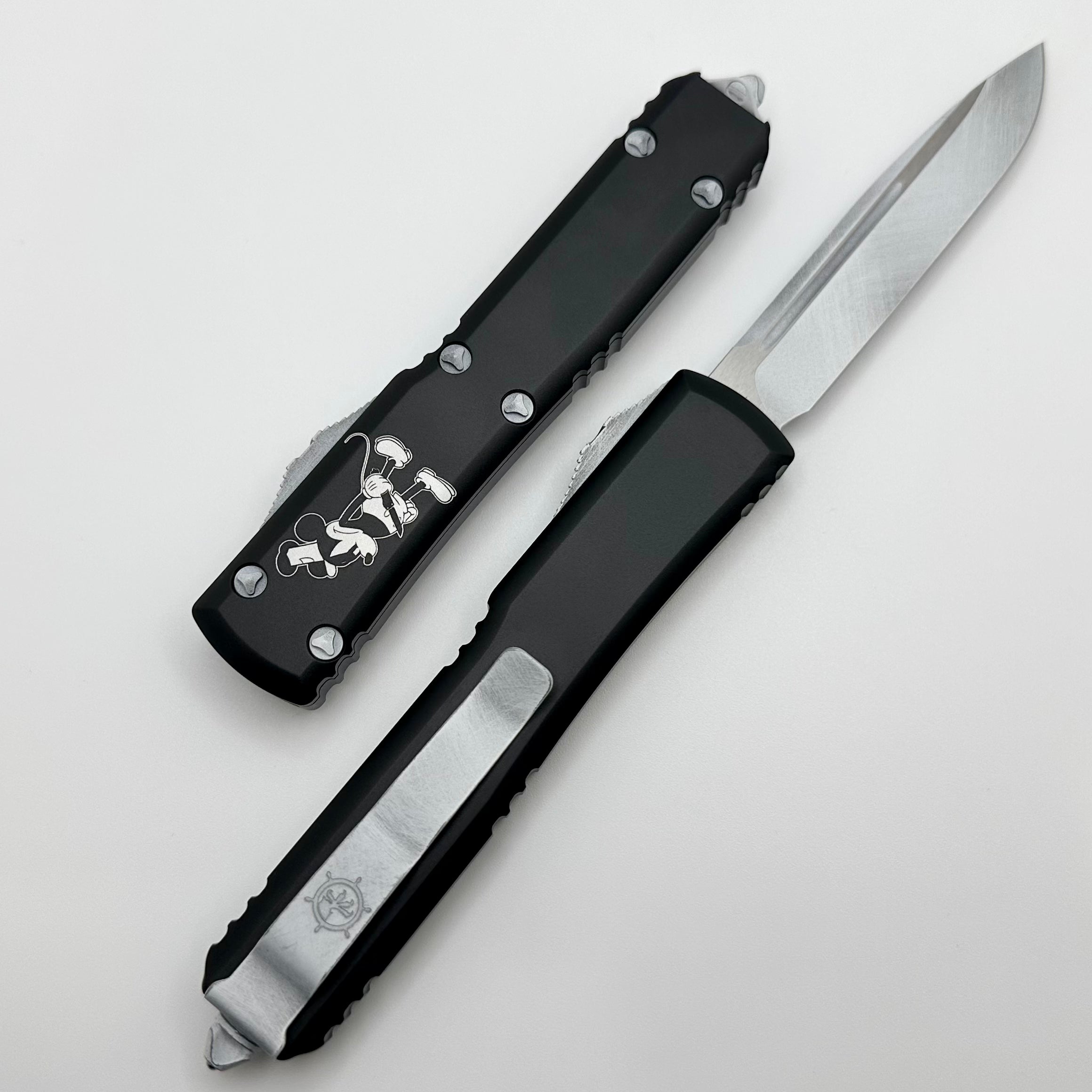 Microtech Ultratech Steamboat Willie Premium Tactical Knife - Dirty White Single Edge