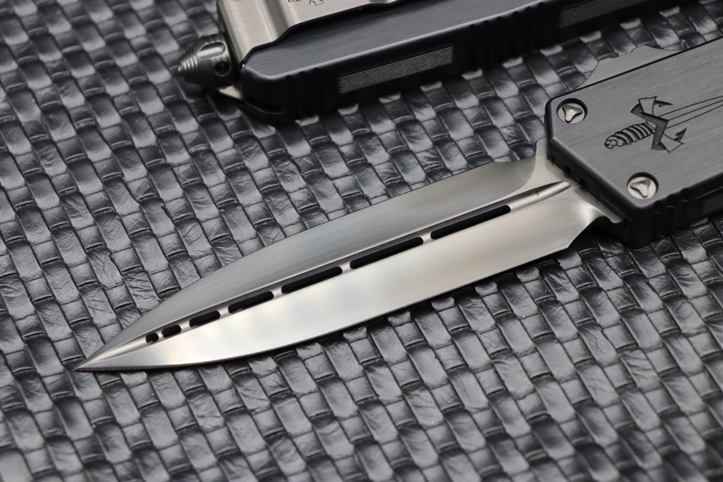 Premium Marfione Scarab II Tactical OTF Knife - DLC Satin Blade & Black Handle