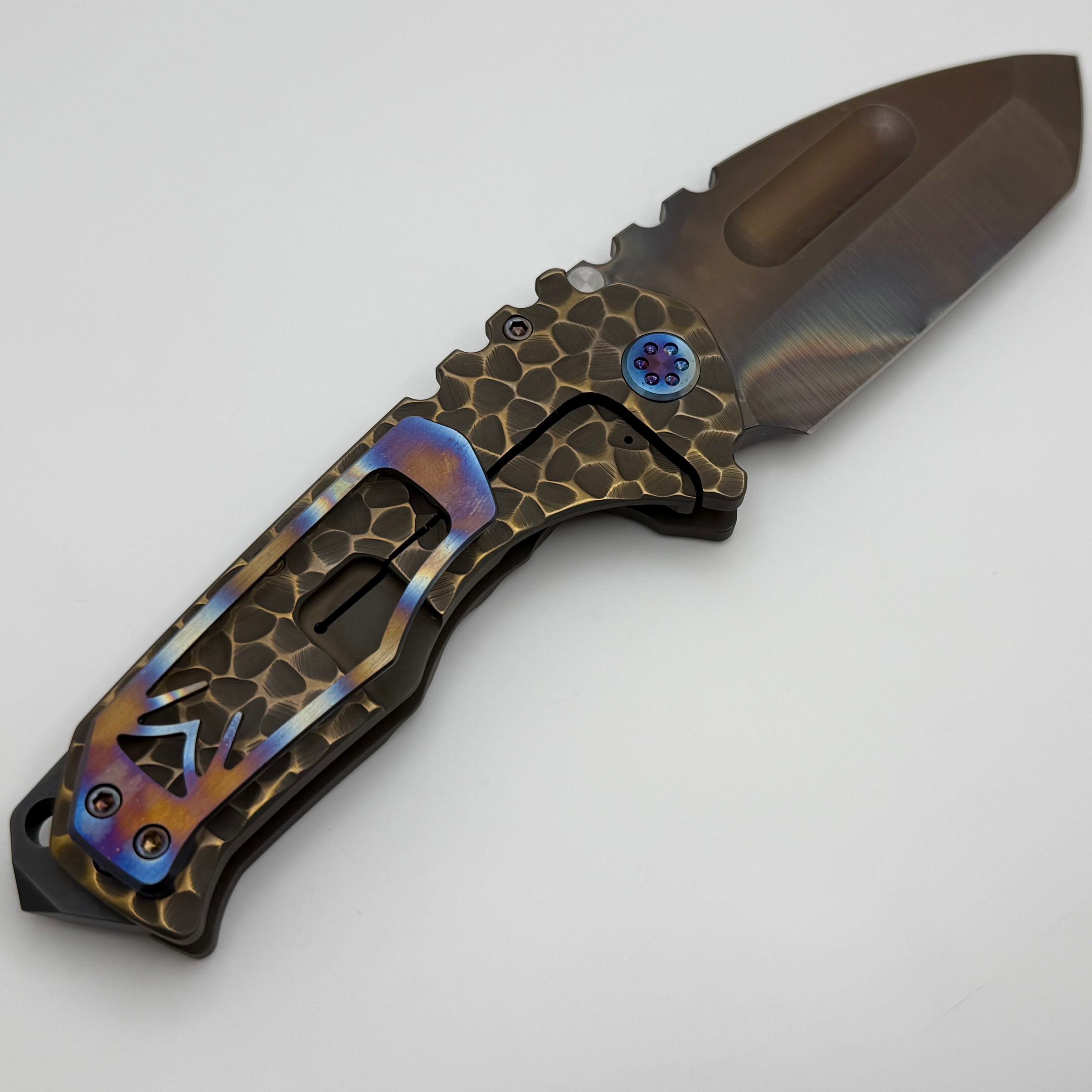 Medford Knife Praetorian TI Vulcan - Ultimate Tactical Folding Knife with S45VN Tanto Blade & Bronze Sculpted Handles