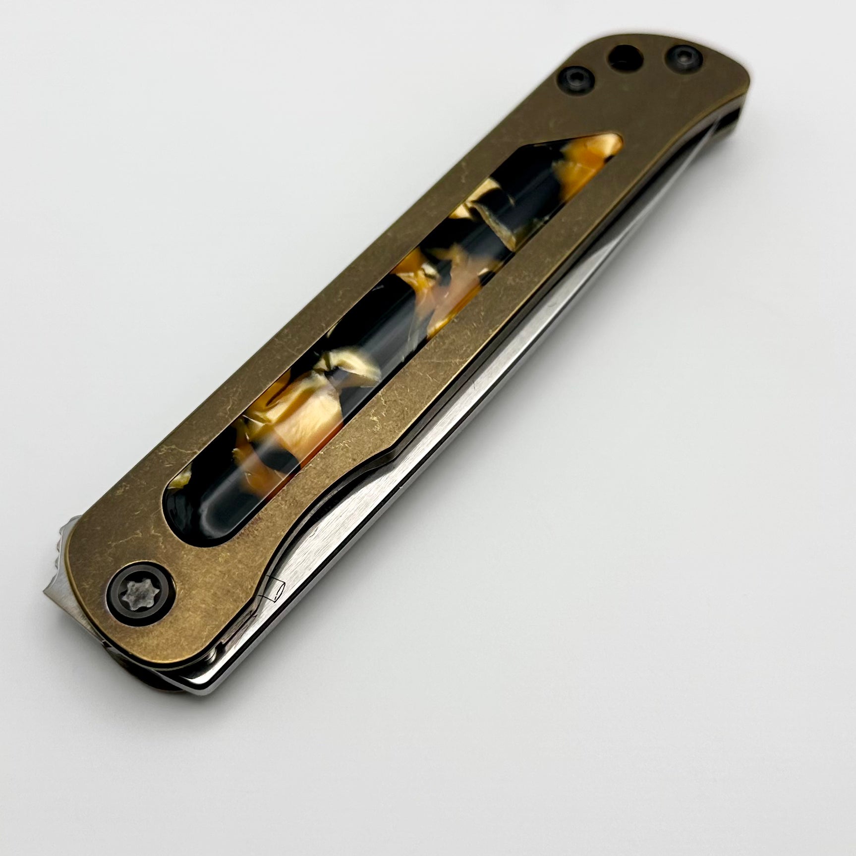 Medford T-Bone Ultimate Bronze Titanium Flipper Knife with Tortoise Shell Inlay & S45VN Blade