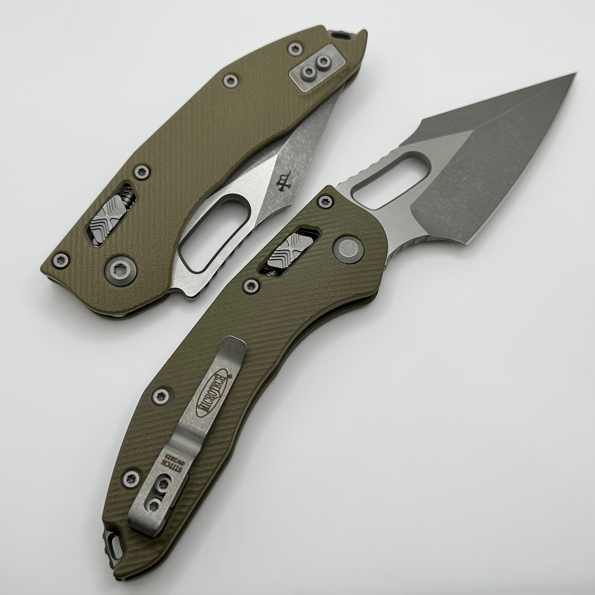 Microtech Stitch RAM LOK Manual Knife - Premium Apocalyptic M390MK Blade & OD Green G-10 Handle