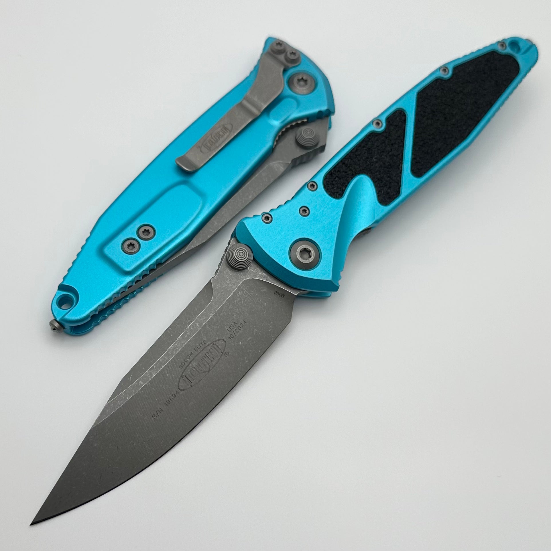 Microtech Socom Elite S/E Manual Tactical Knife - Turquoise Apocalyptic Finish