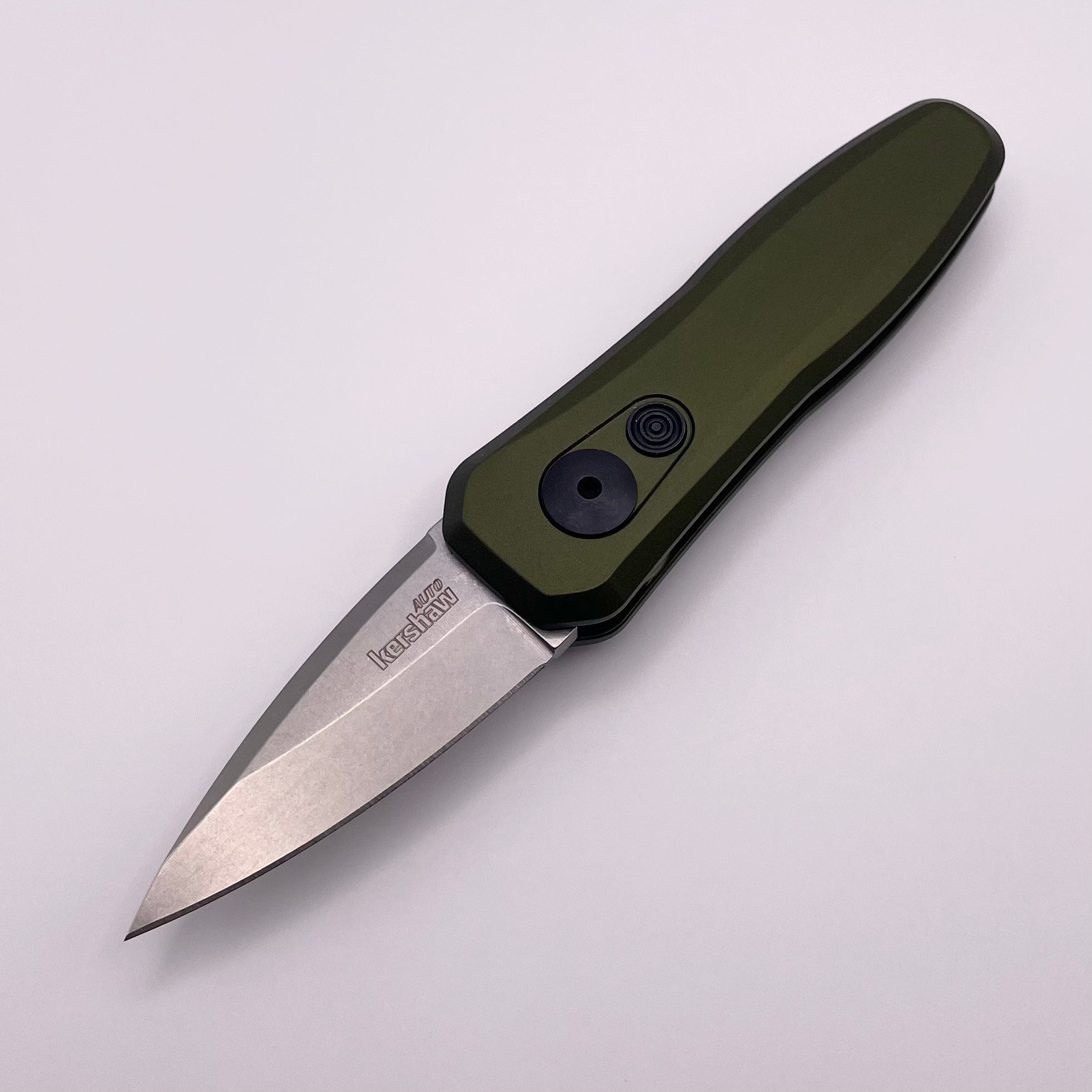 Kershaw Launch 4 Premium Compact Auto Knife - Olive Aluminum Handles & Stonewash CPM-154 Blade