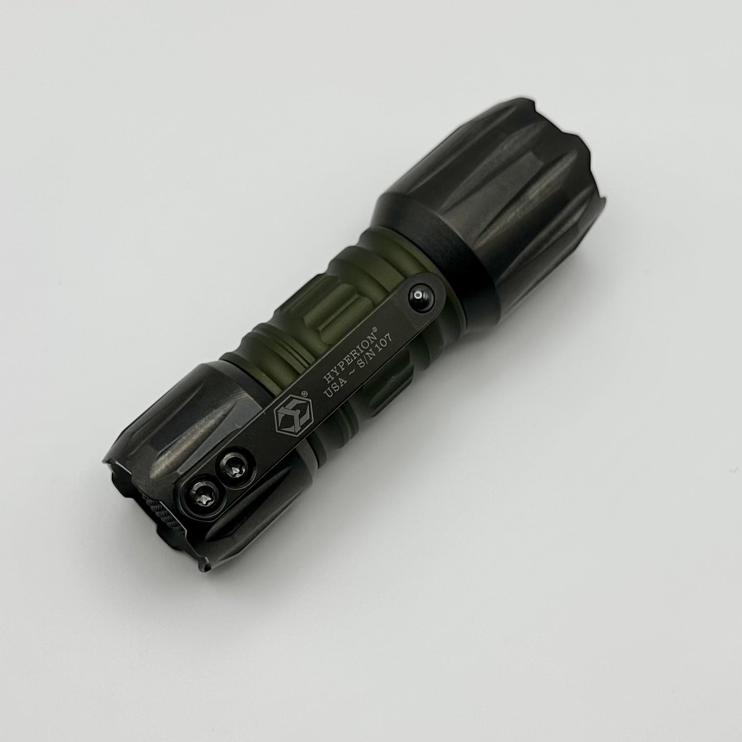 Ultimate Heretic Knives Hyperion Flashlight - Premium DLC Titanium & OD Green Aluminum Design