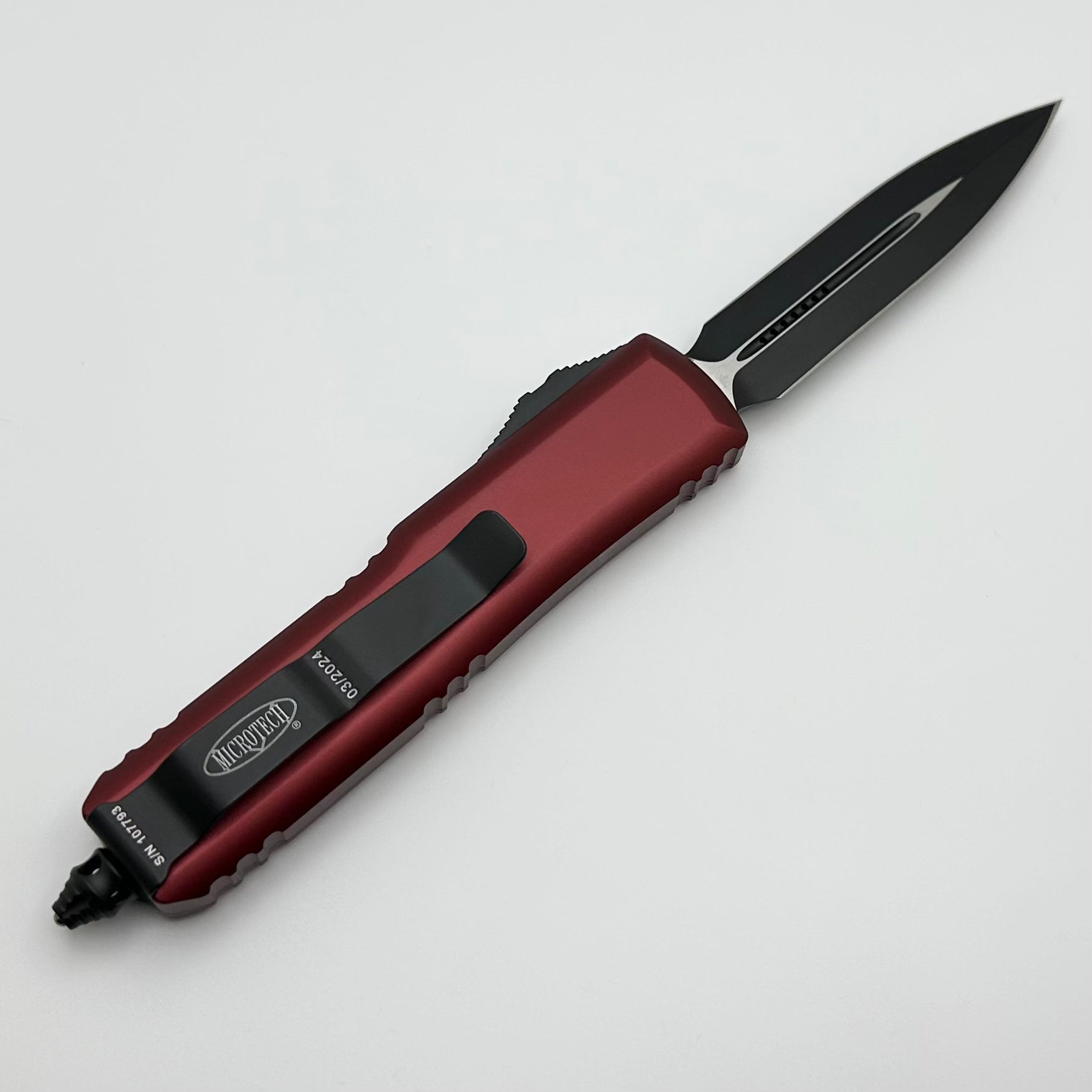 Microtech UTX-85 Premium Double Edge Tactical Knife - Black & Merlot