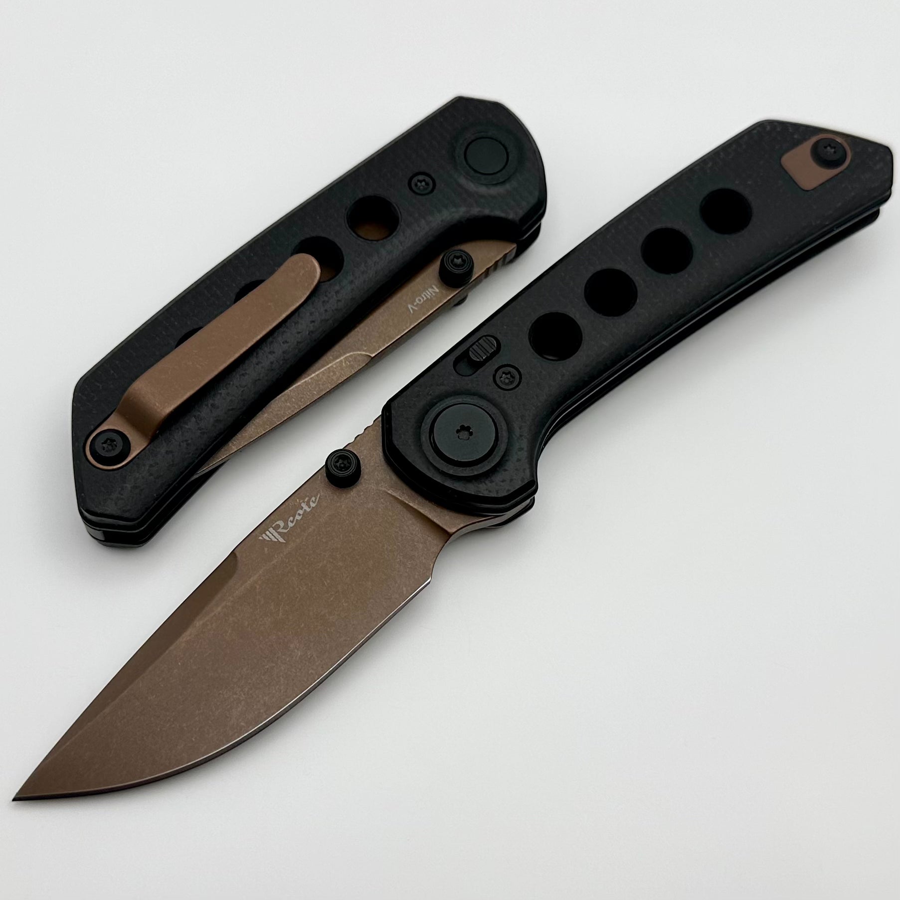 Reate PL-XT Premium Folding Knife - Black Micarta & Copper PVD Finish