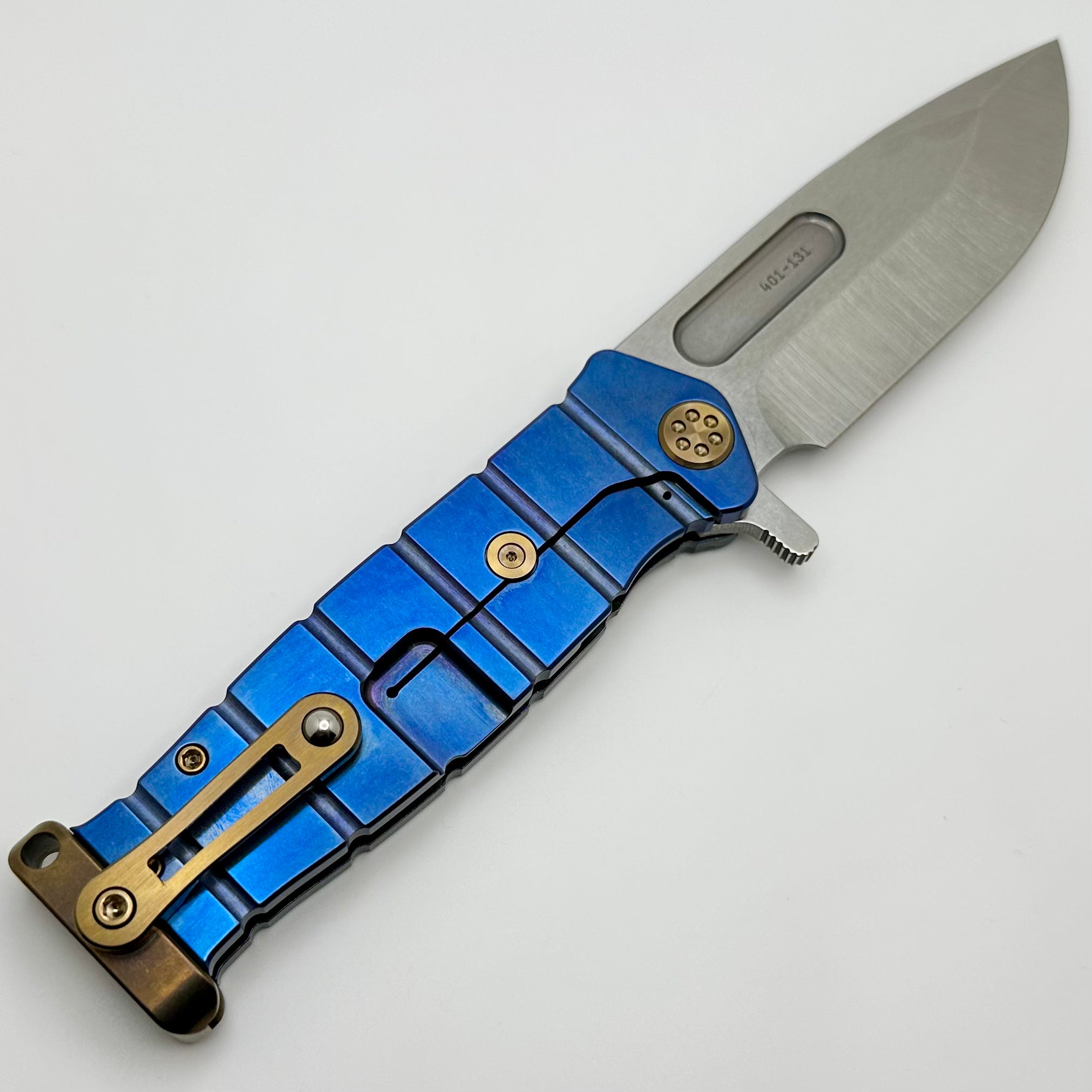 Premium Medford Knife Fighter Flipper - Ultimate USMC Edition with Acid Etch & Flamed/Blue Handles