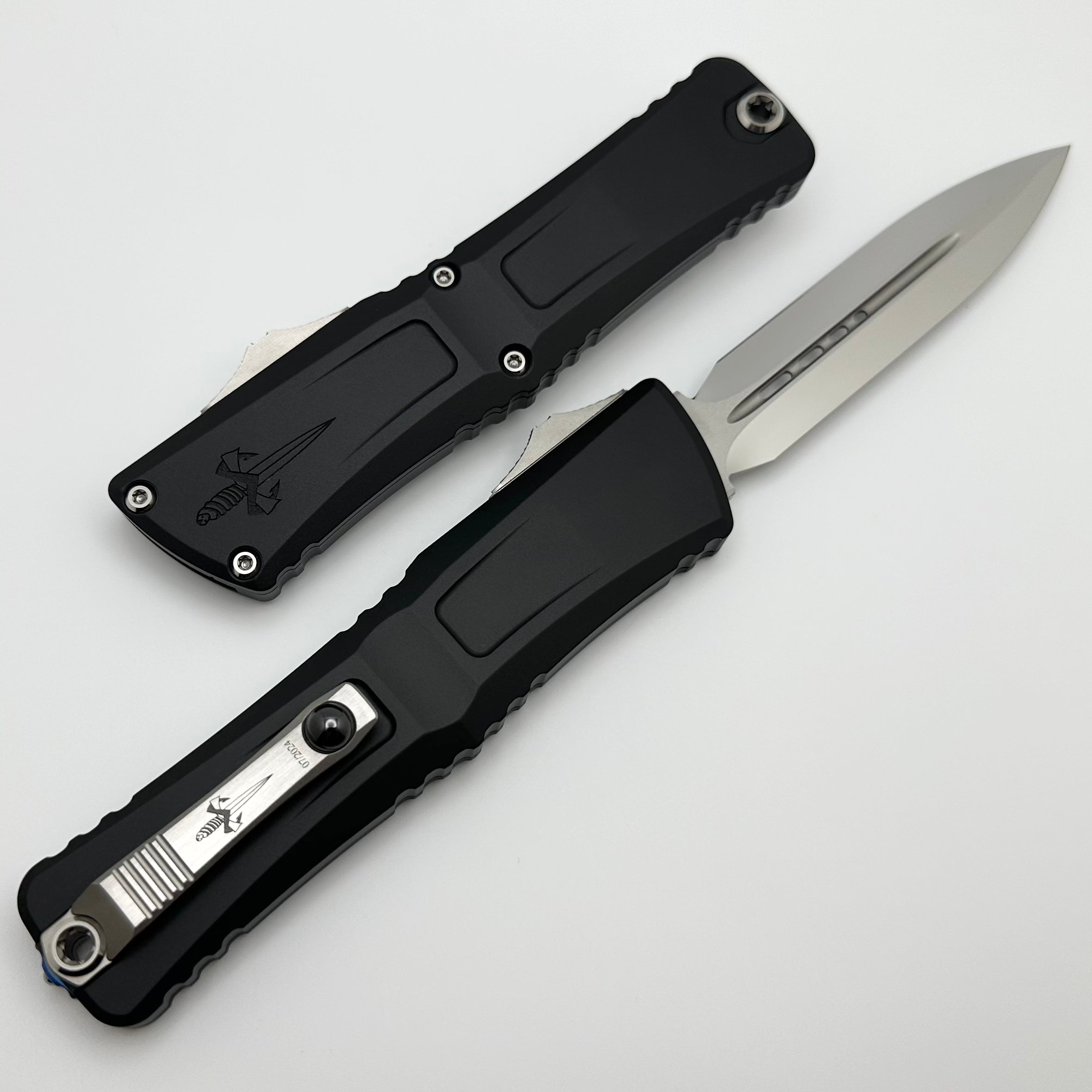 Marfione Custom Knives Ultimate Combat Troodon LT Gen III - Mirror Polished D/E with Black Handle & Blue Anodized Breaker