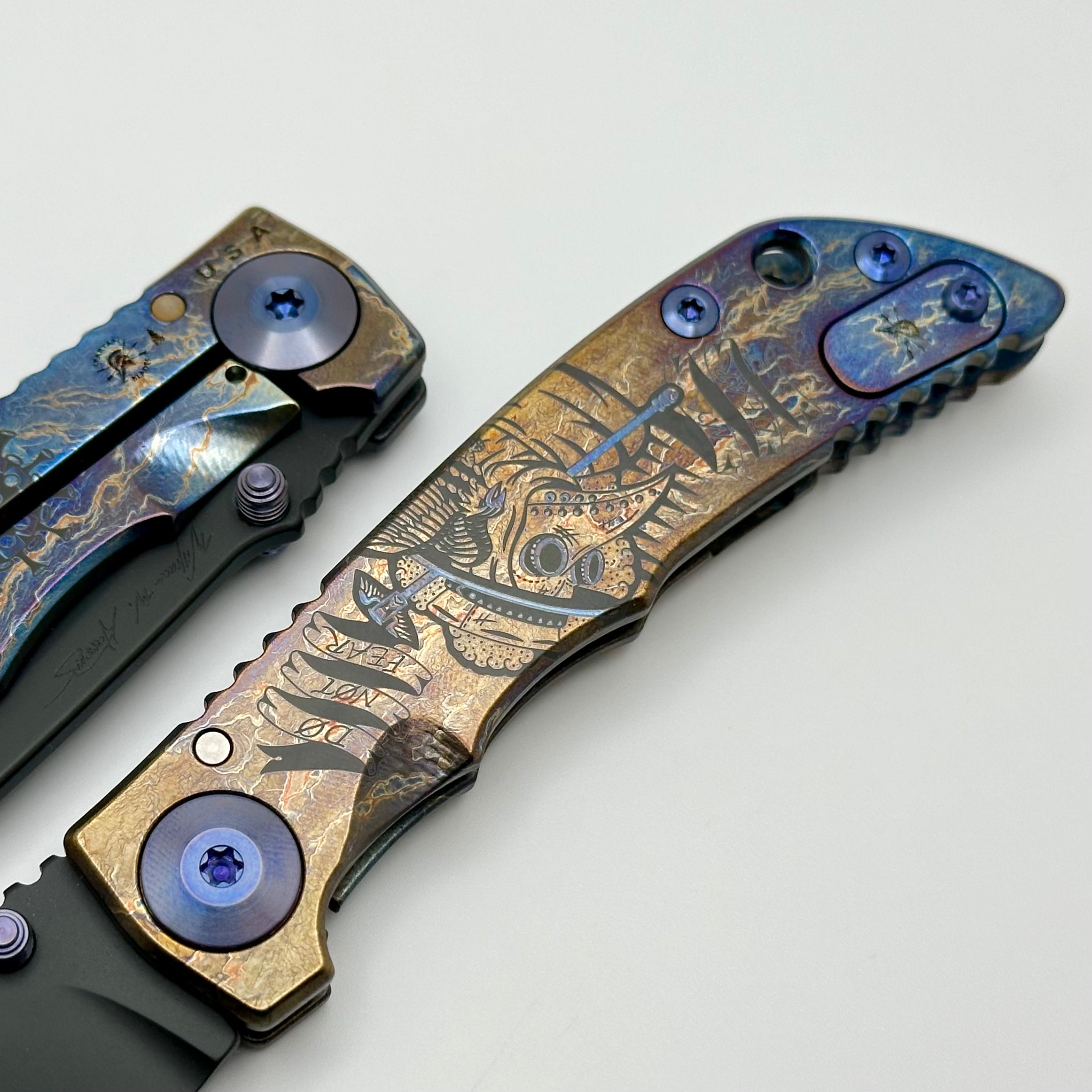 Spartan Blades Harsey Folder 3.25 Storm Watch Plague Doctor SF10 Custom - Premium Titanium EDC Knife