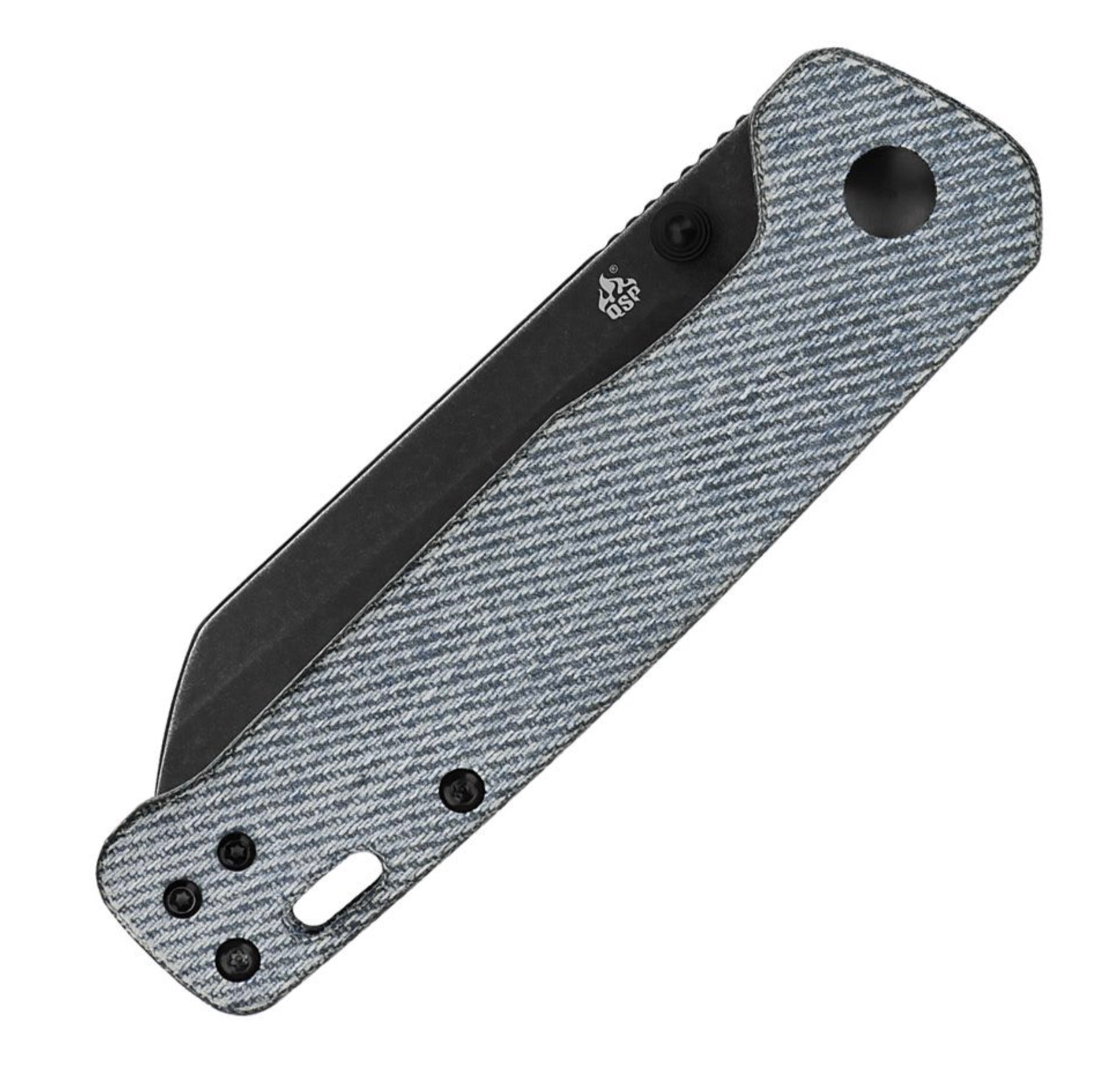 QSP Penguin Ultimate EDC Knife - Denim Micarta & Black Stonewash D2 QS130-B2