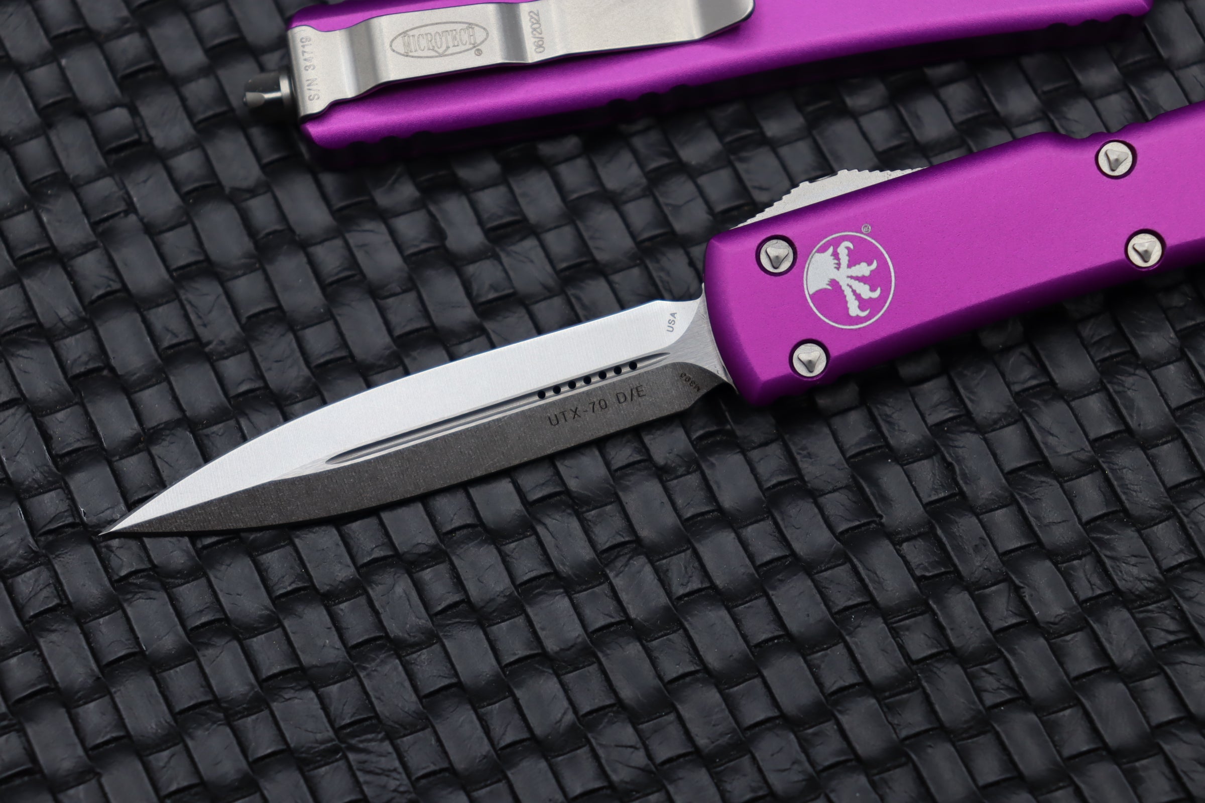 Microtech UTX-70 Premium EDC Knife - Stonewash & Violet