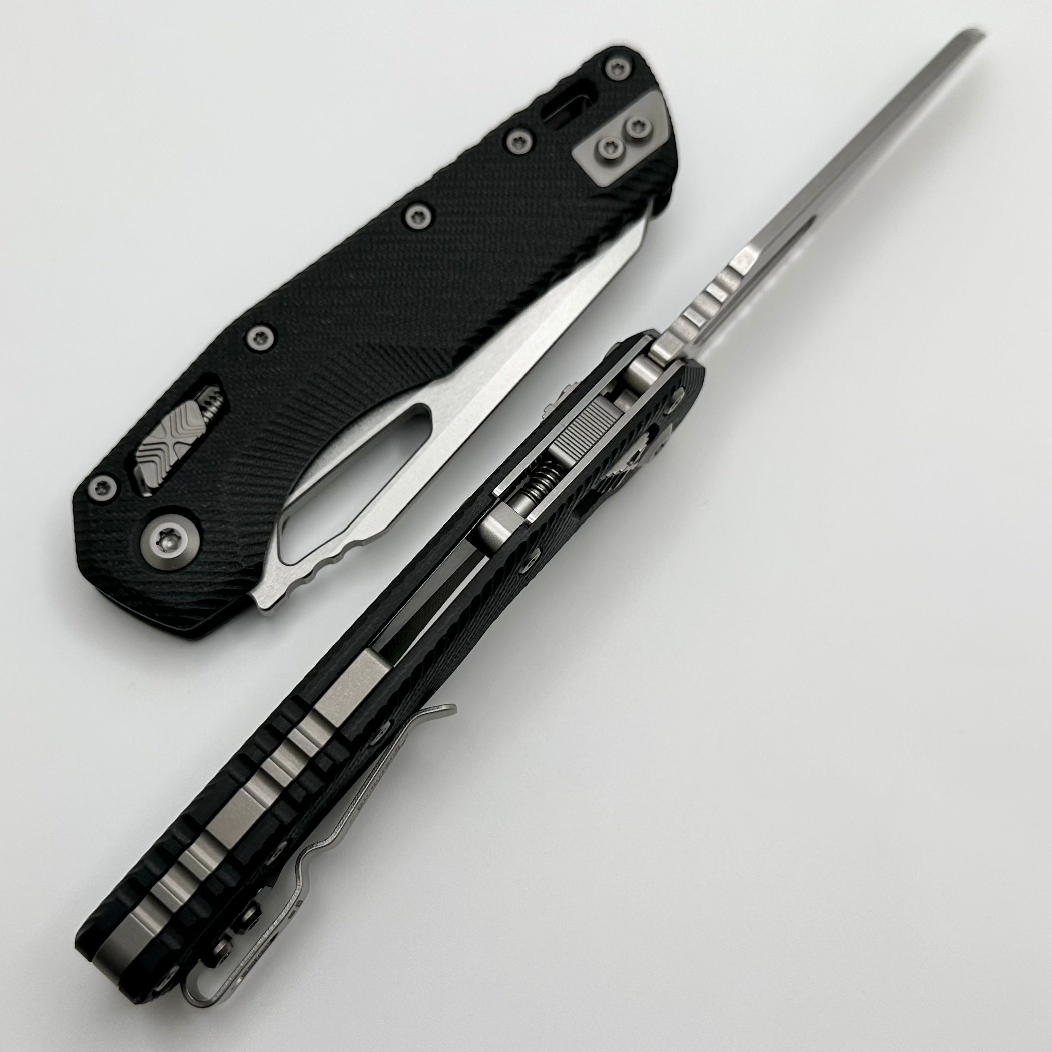 Microtech MSI RAM LOK Ultimate EDC Knife - Black Fluted G-10, Partial Serrated, Stonewash M390MK