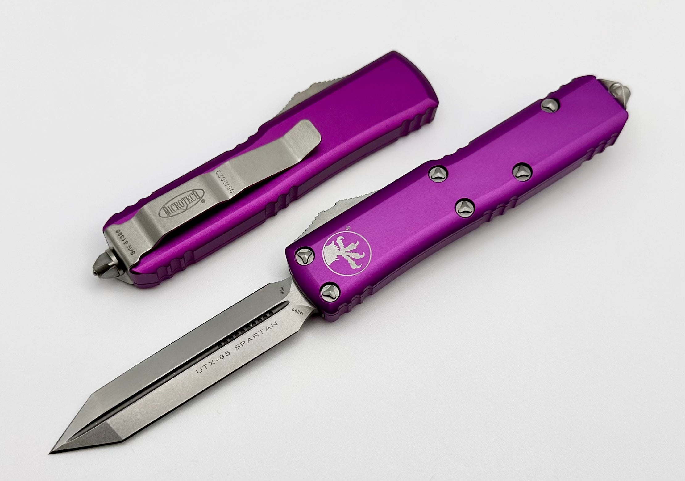 Microtech UTX-85 Spartan Stonewash & Violet EDC Knife