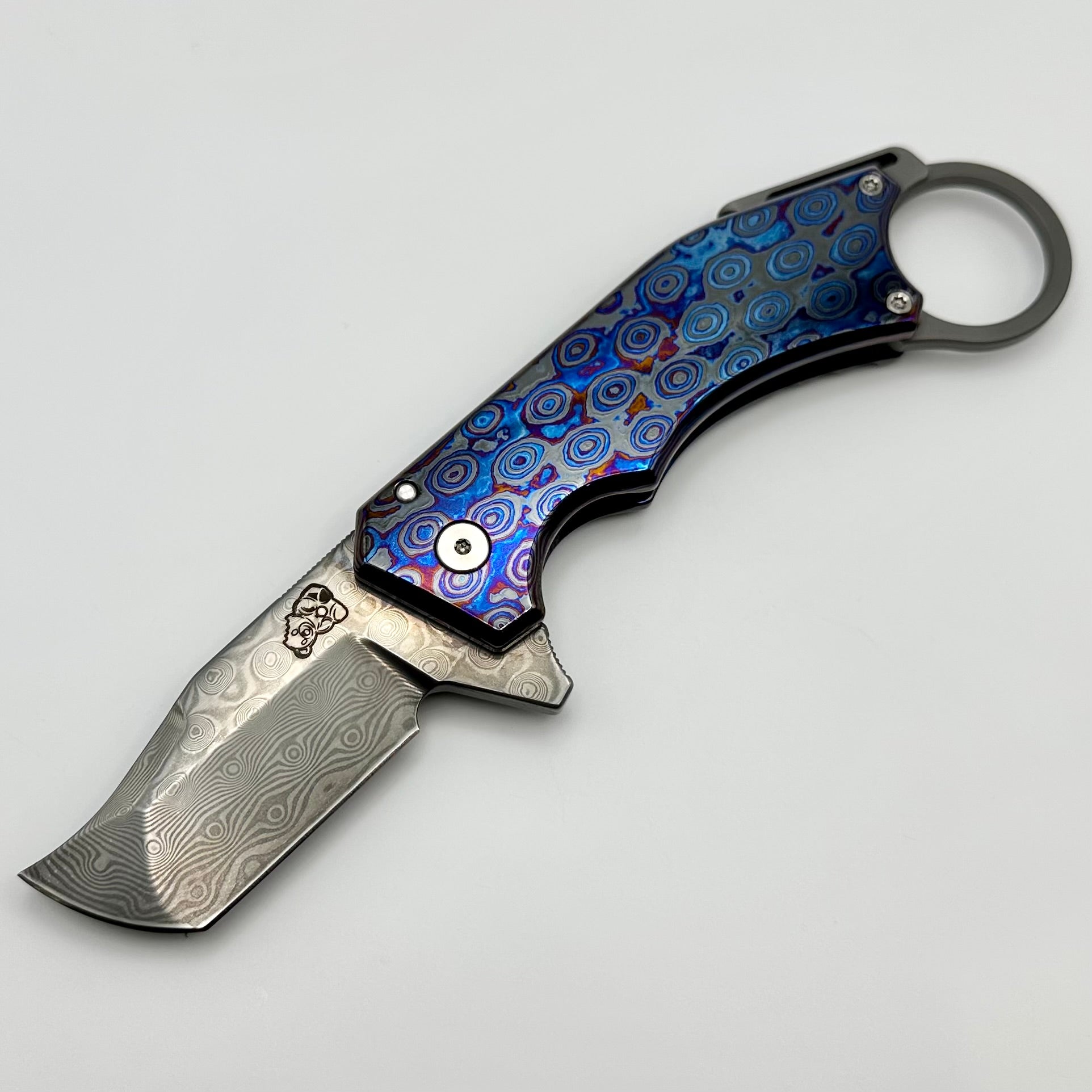 Ultimate Ringed Rhino Flipper Knife - Jon Graham x Mechforce Collaboration | Rose Damascus & Zircuti Handles