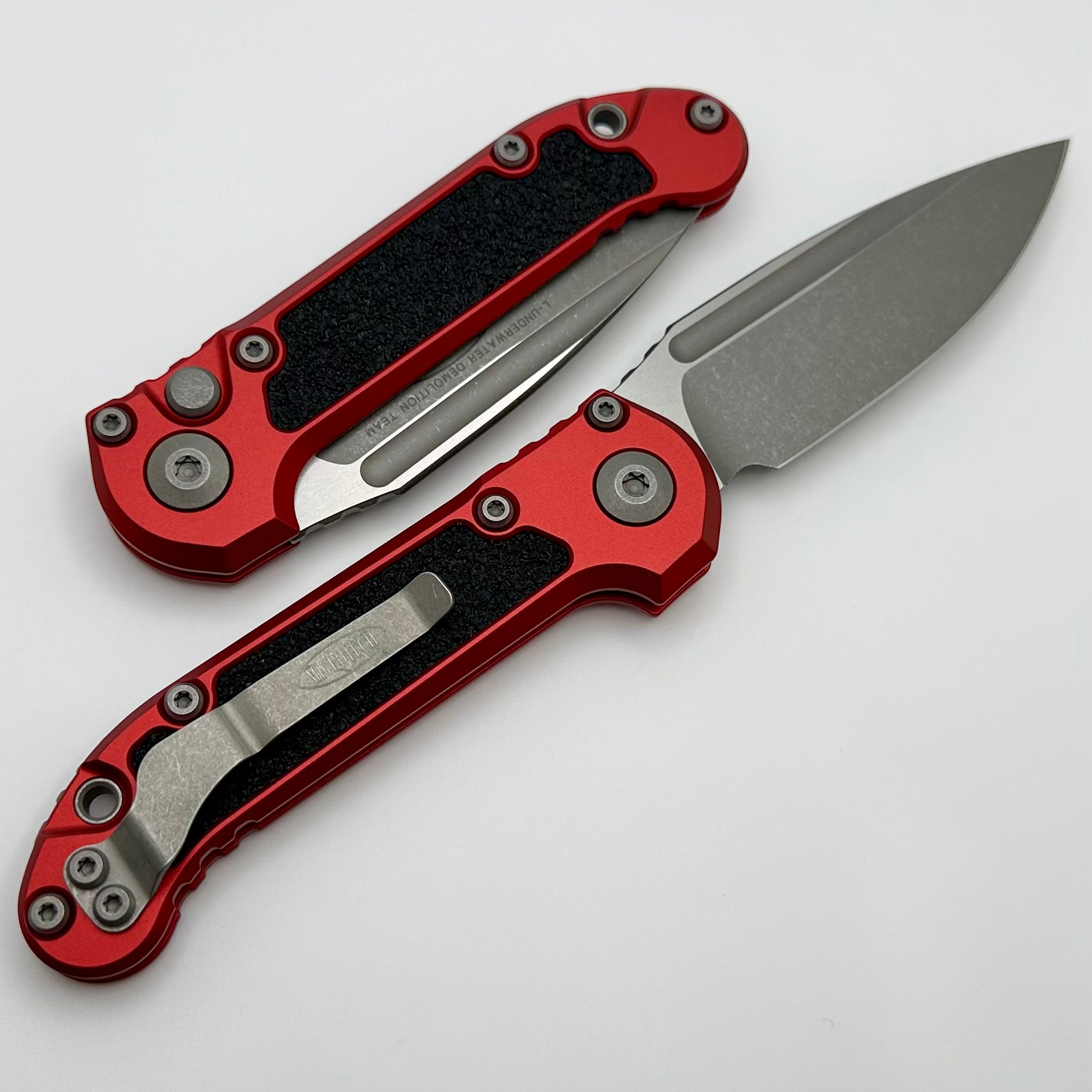 Premium Microtech LUDT Gen III Apocalyptic Drop Point Knife - Red Aluminum Handle