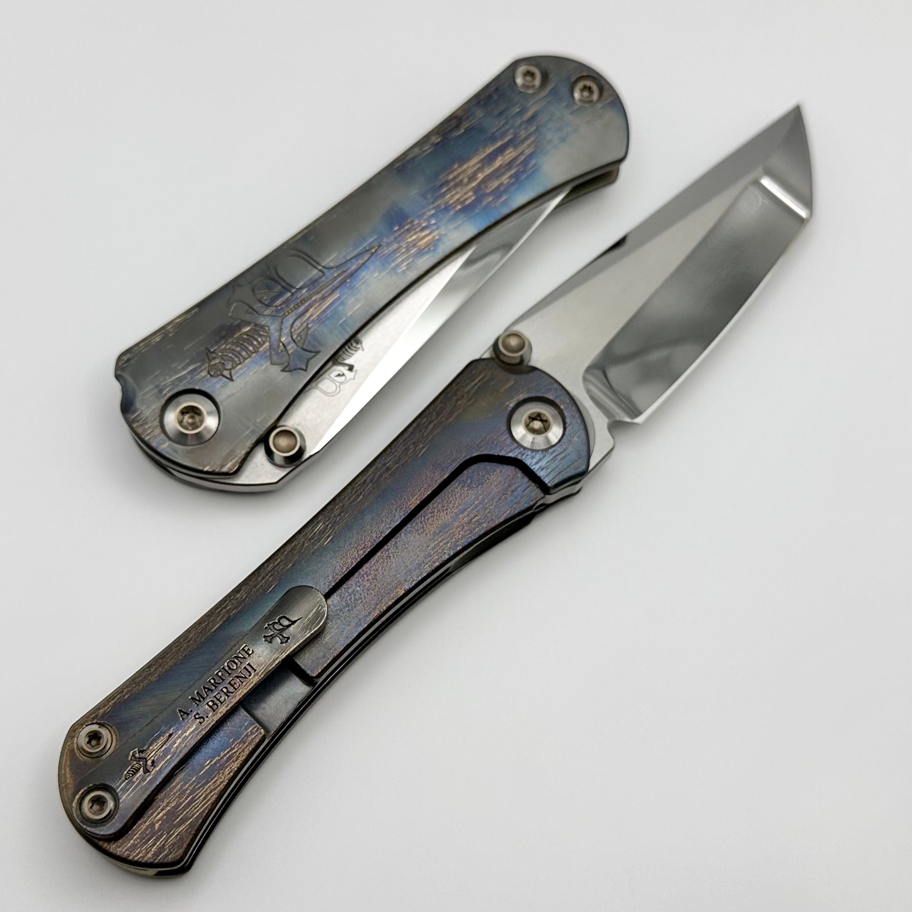 Premium Marfione Custom Knives & Borka Blades SBTF Mirror M390 with Cosmic Scales