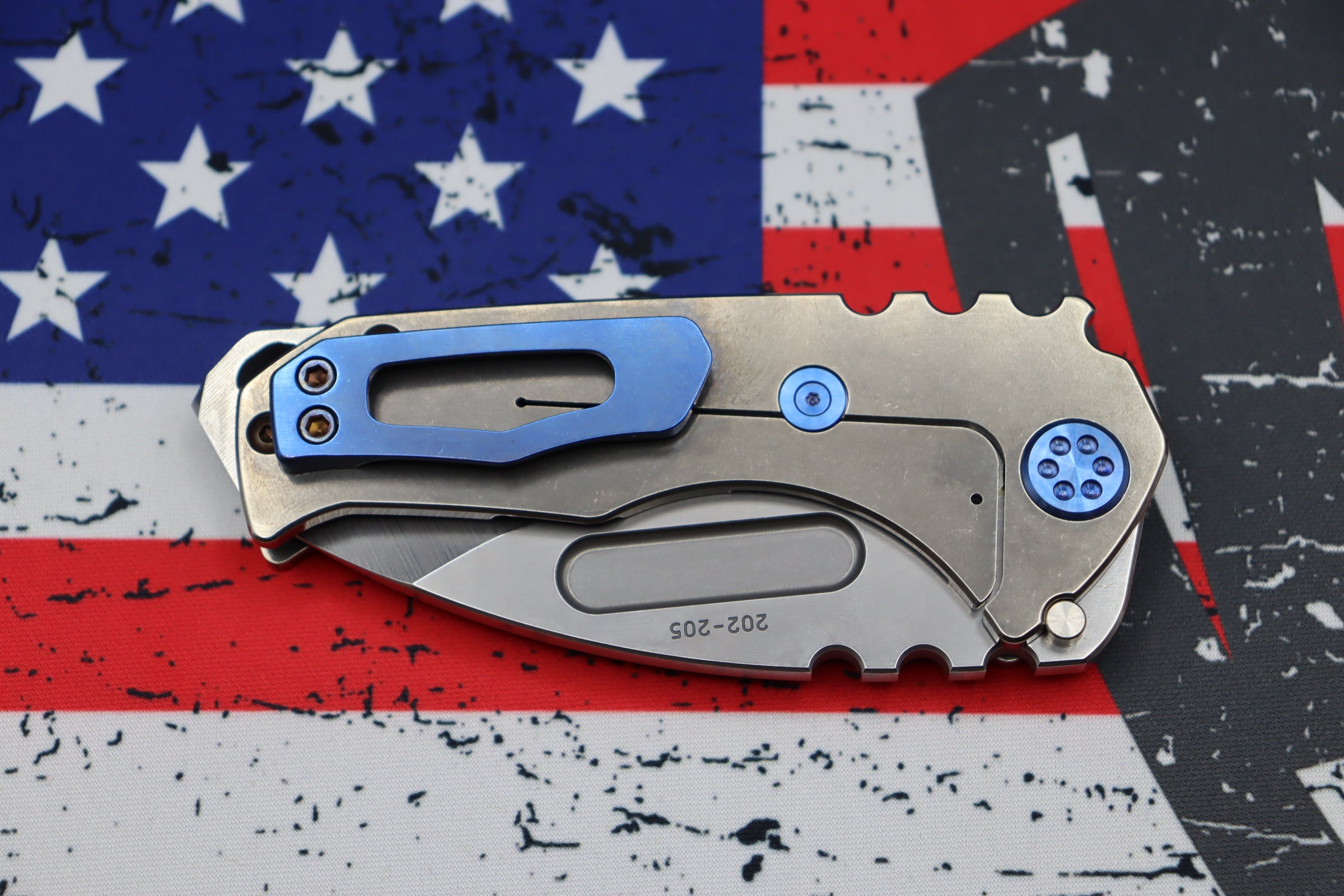 Medford Praetorian Genesis T S35 Tactical Folding Knife - Premium Drop Point Design with Blue Hardware