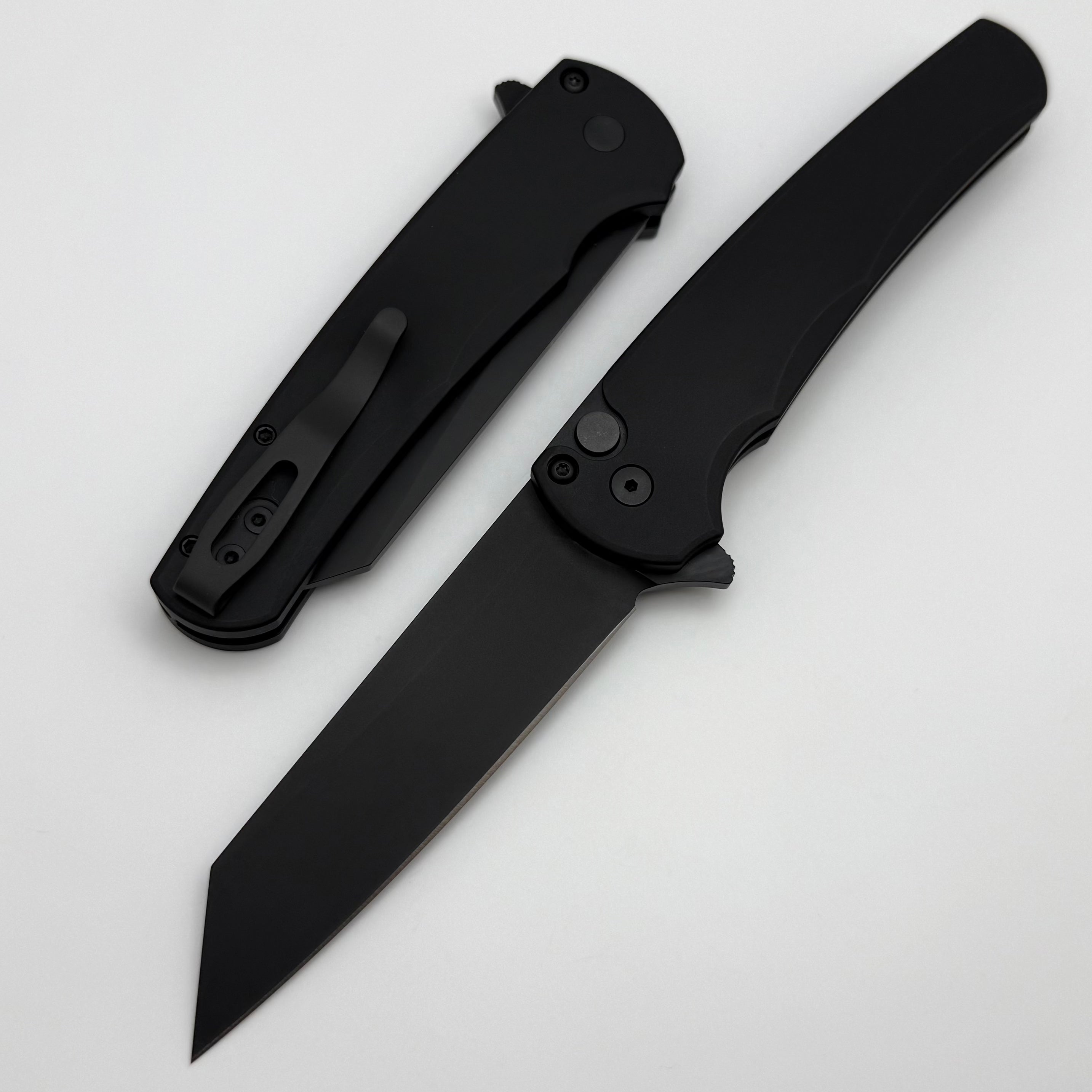 Premium Pro-Tech Malibu: Black Handle DLC MagnaCut Reverse Tanto Knife