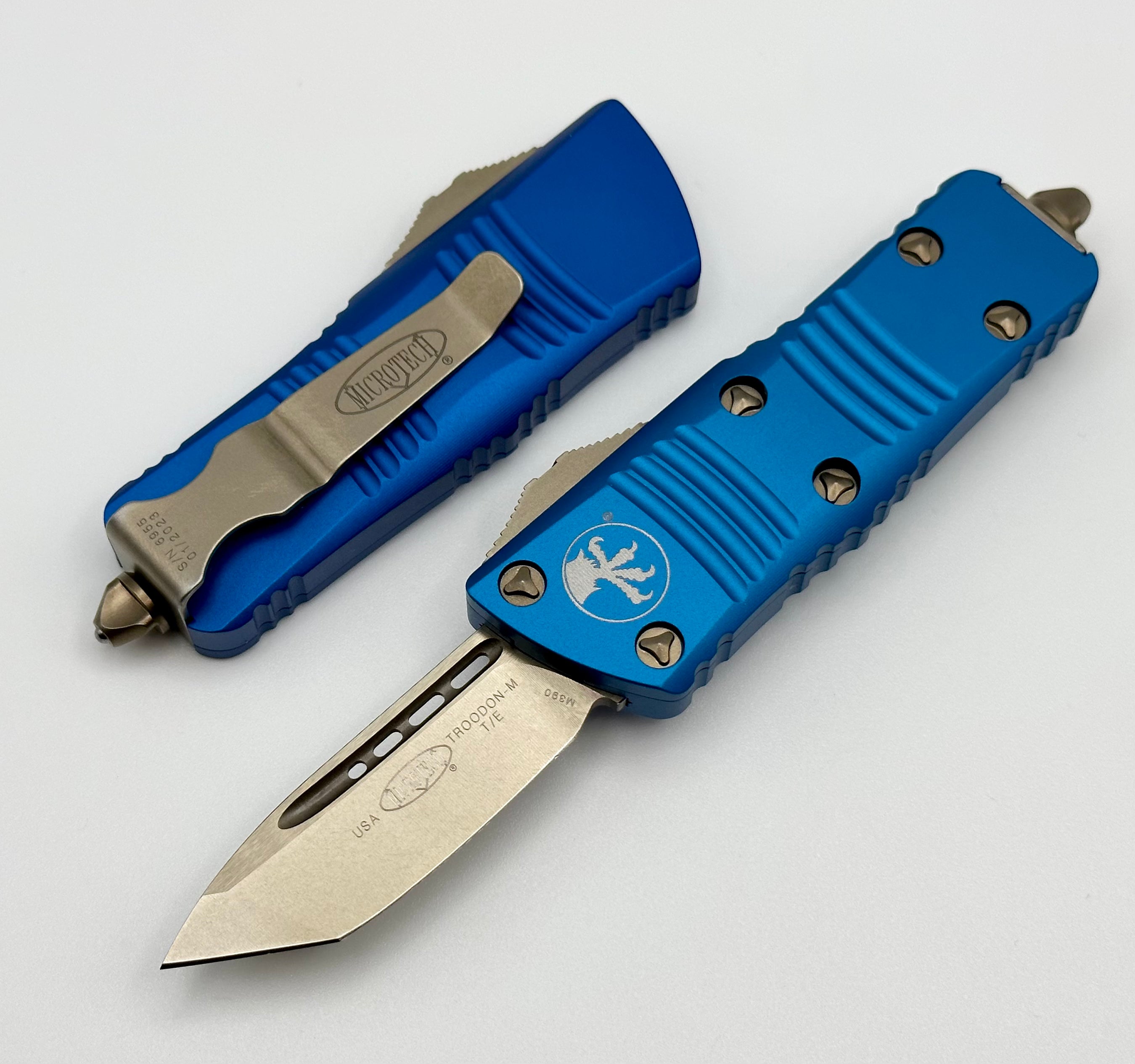 Premium Microtech Troodon Mini Bronze Tanto & Blue - Ultimate EDC Knife