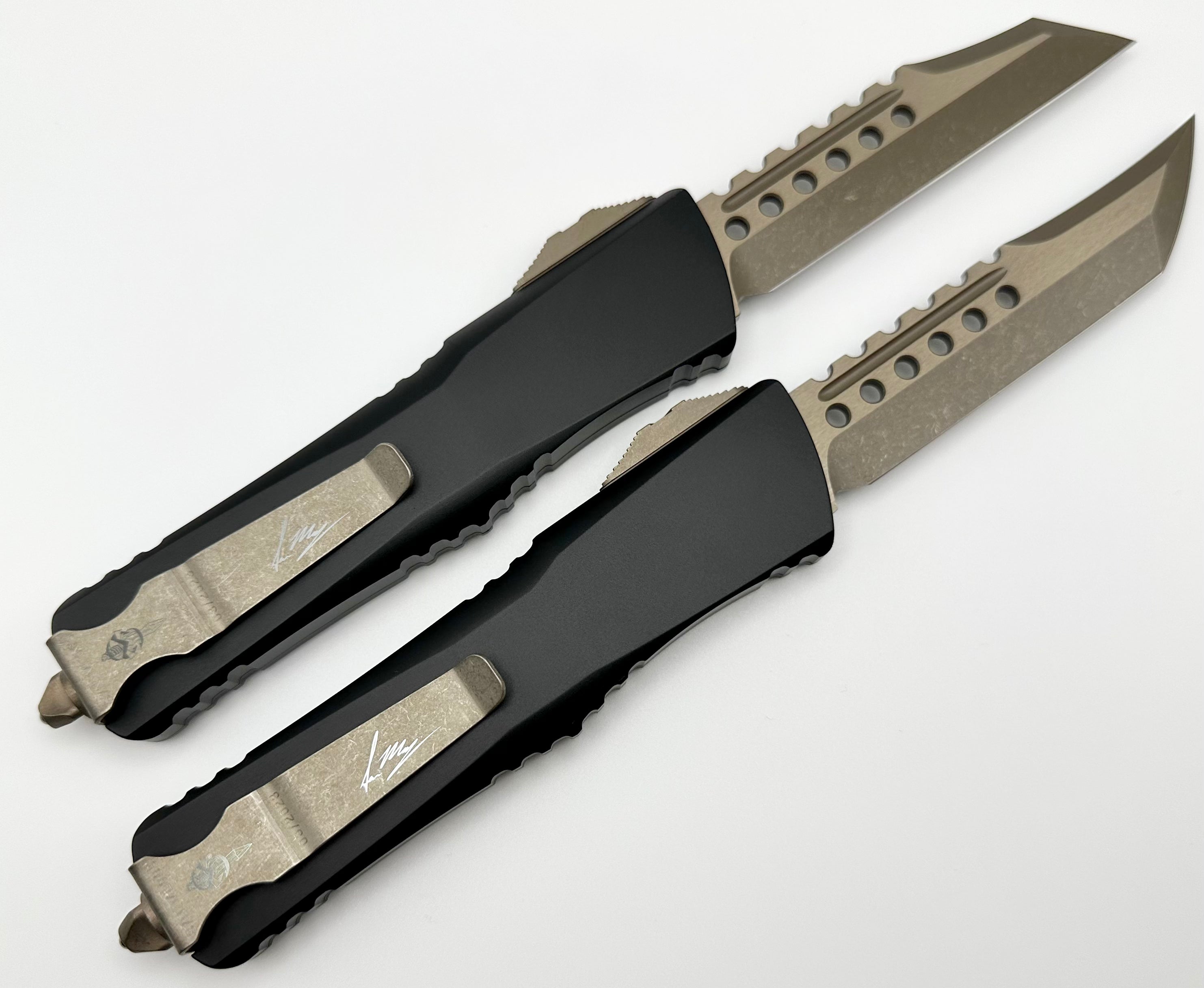 Ultimate Microtech Combat Troodon Set: Molon Labe Hellhound & Warhound Signature Series (Bronze Apocalyptic)