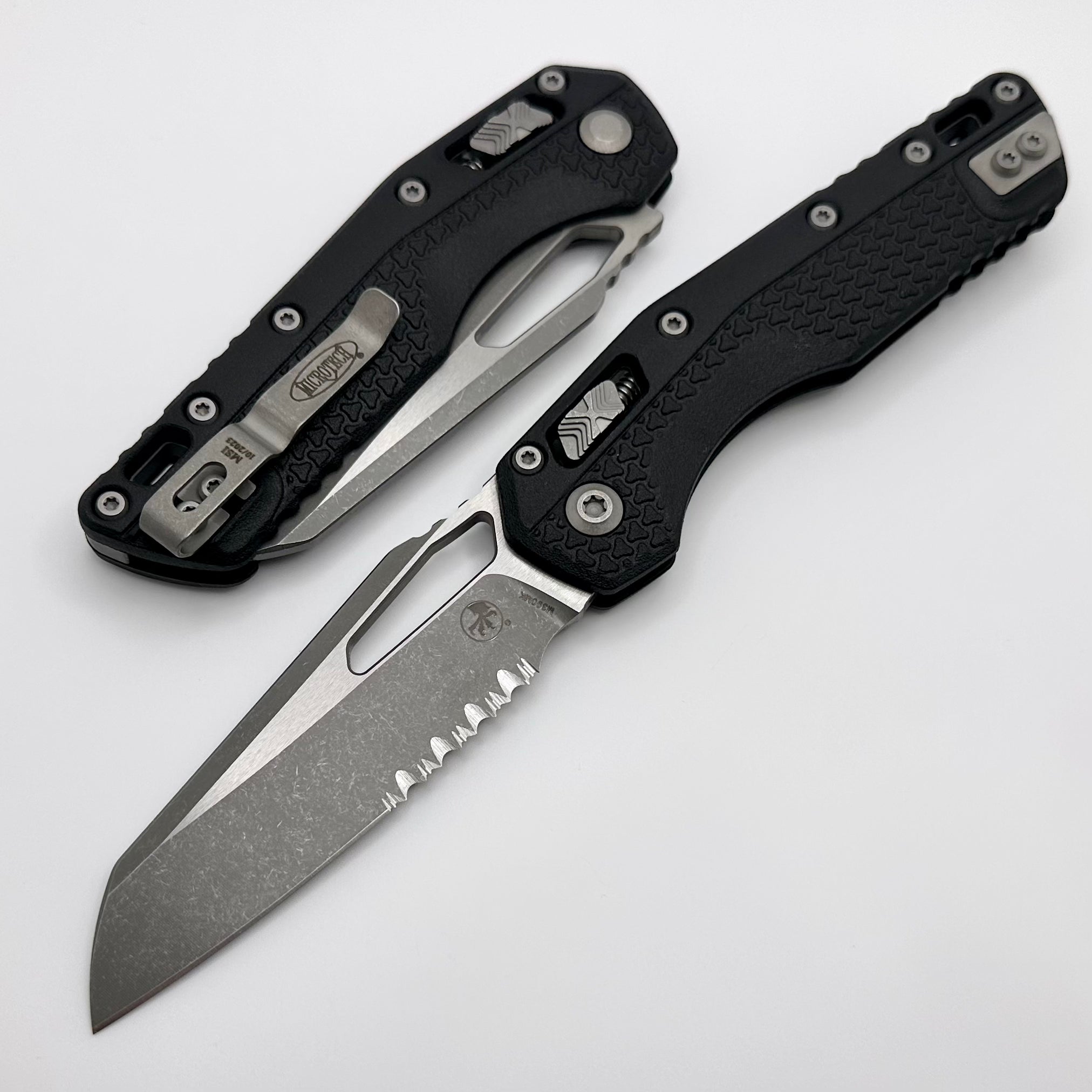 Microtech MSI RAM LOK Folding Knife - Black Polymer Handle & Apocalyptic Serrated M390MK Blade