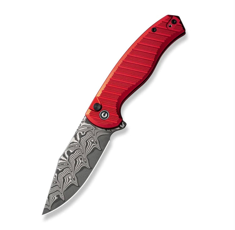 Civivi Stormhowl Premium Damascus Folding Knife with Red Aluminum Handles