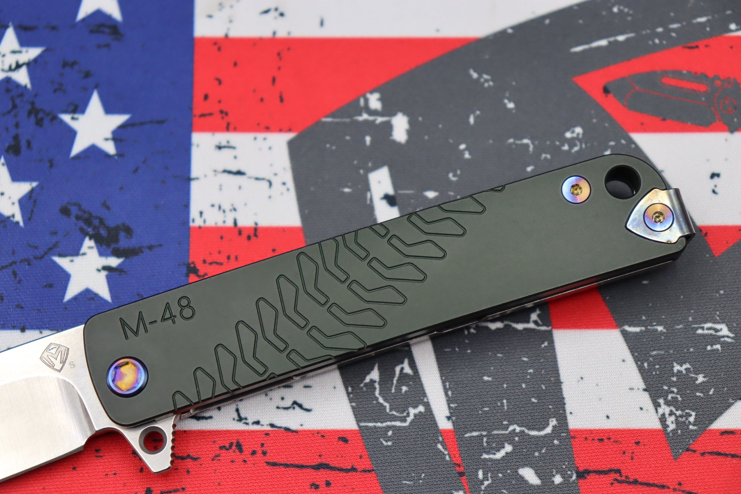 Medford M-48 Premium Tactical Flipper Knife - Green Aluminum Handle with S35VN Blade