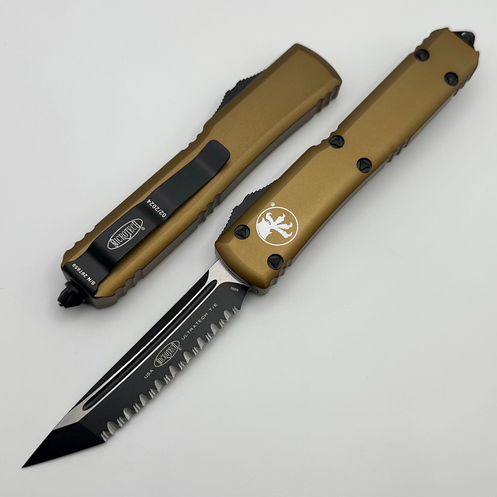 Premium Microtech Ultratech Tanto Black & Tan Serrated Knife