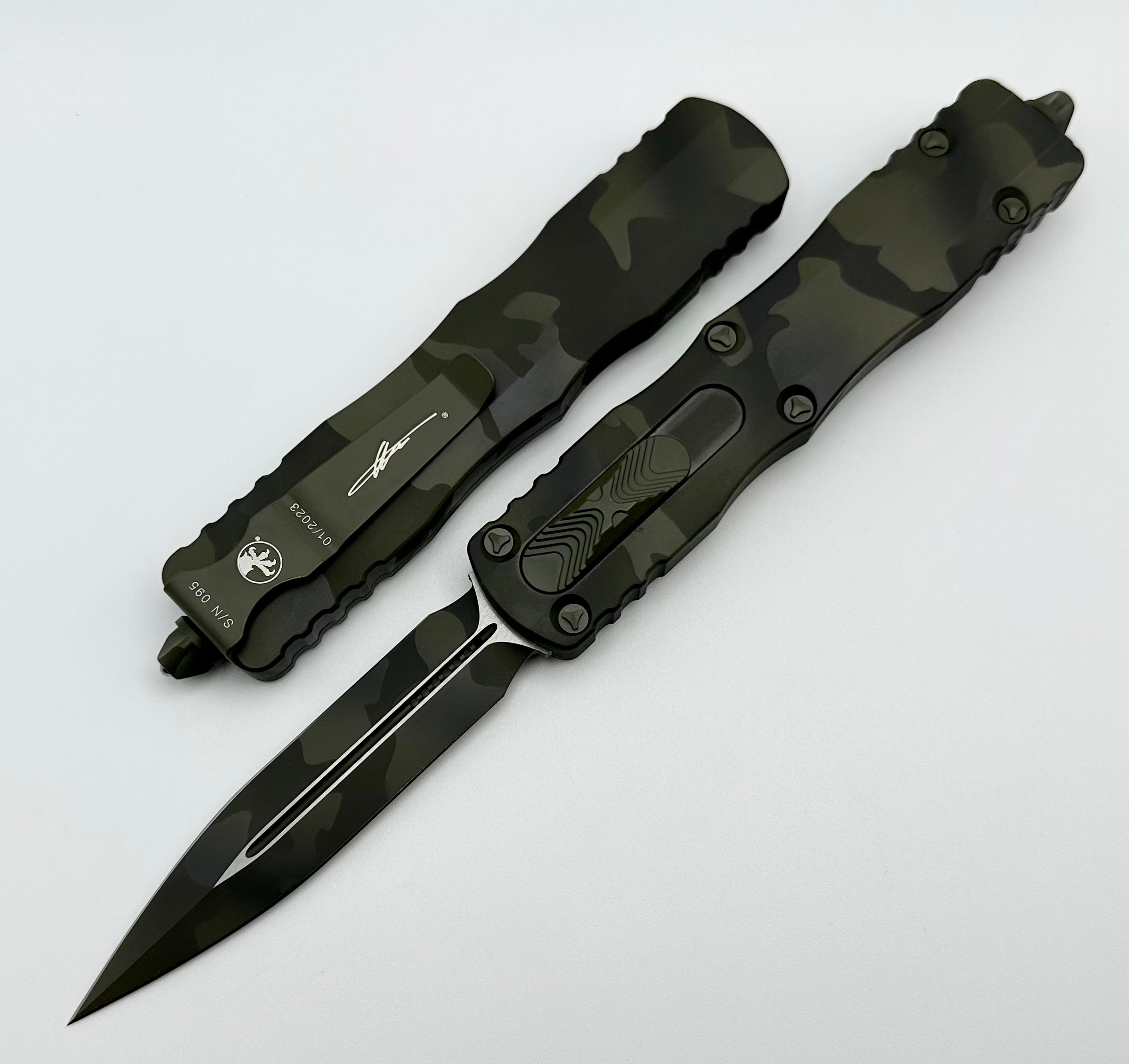 Microtech Dirac Delta Olive Camo Double Edge - Ultimate Tactical OTF Knife