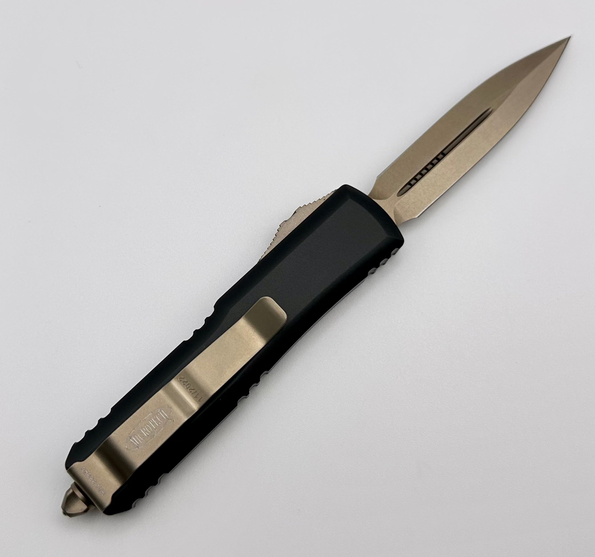 Microtech UTX-85 Premium EDC Knife - Black & Bronze Double Edge