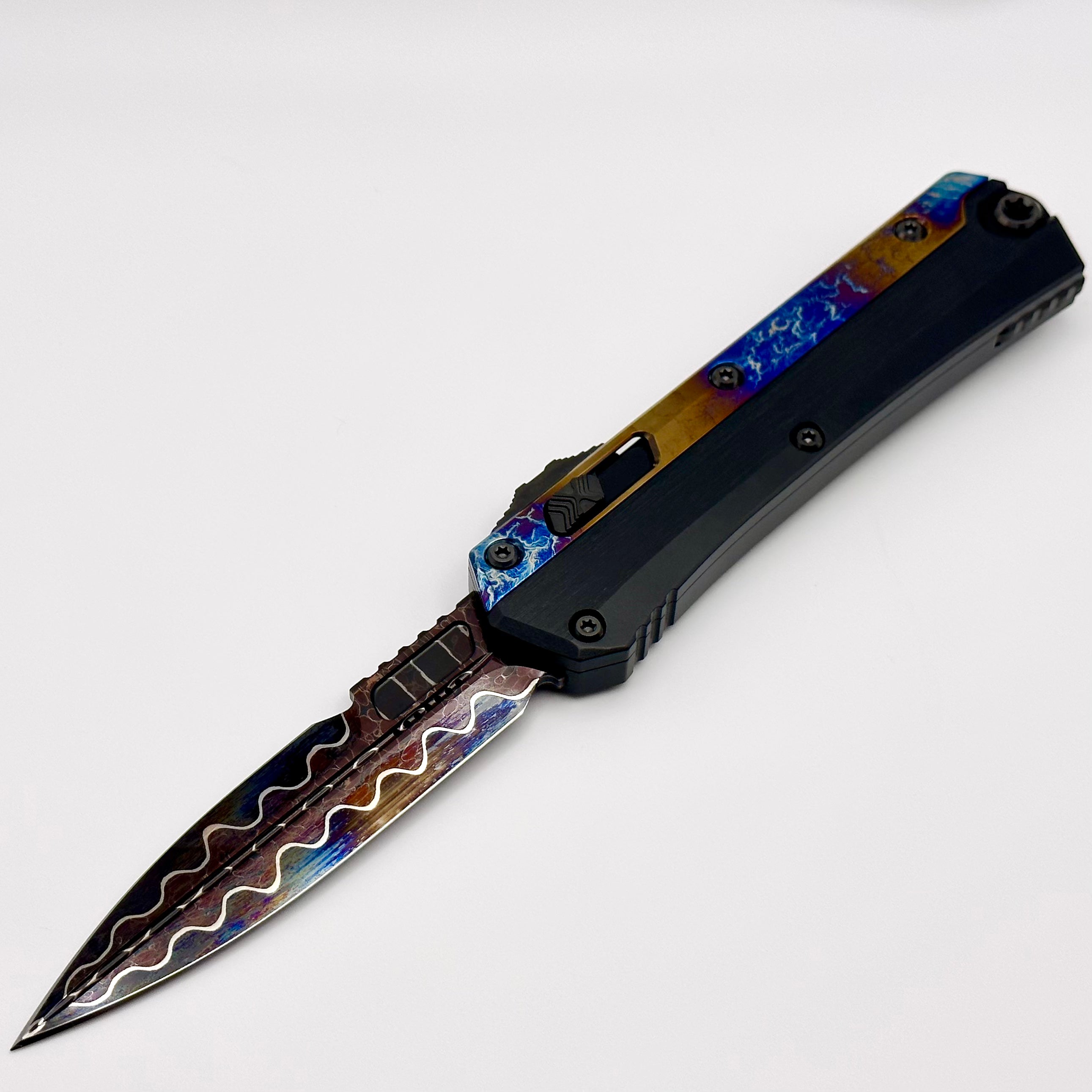 Marfione Custom Glykon Ultimate Damascus Knife with Galactic Acid Overlays