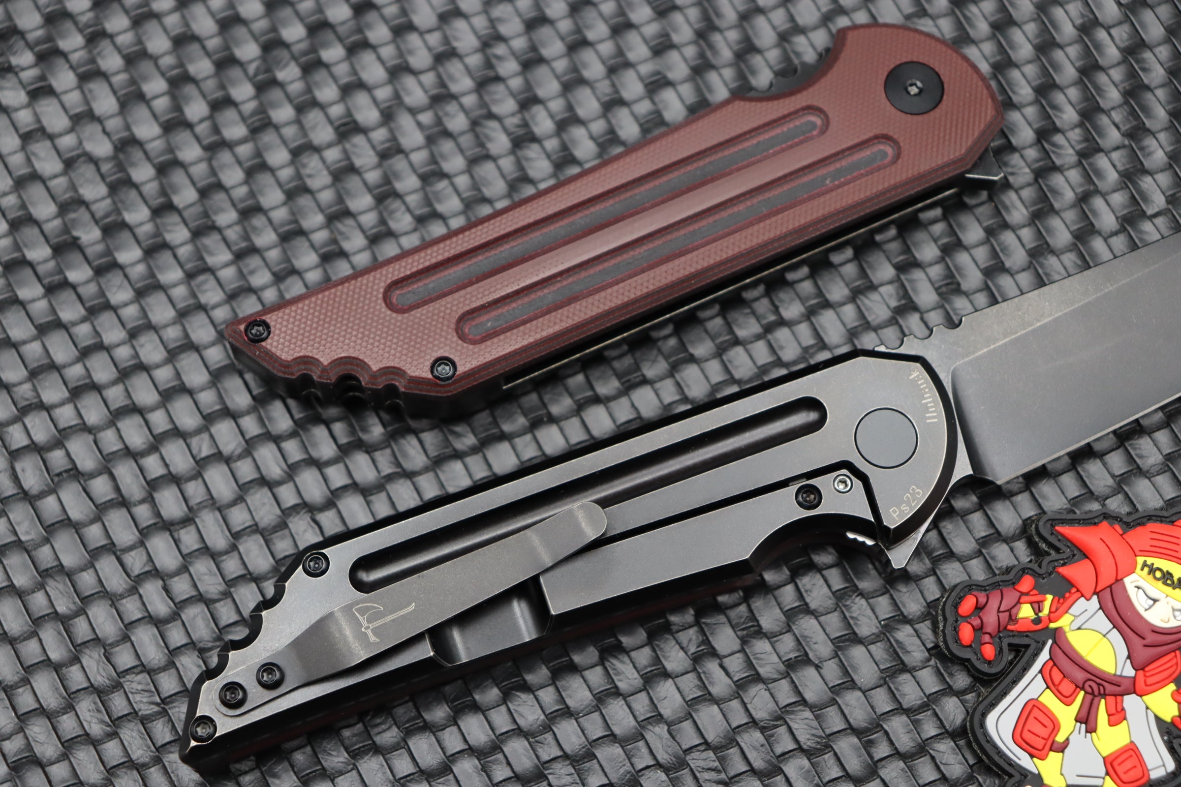 Jake Hoback Kwaiback MK6 Premium Tactical Knife - Red SureTouch & DLC M390 Blade