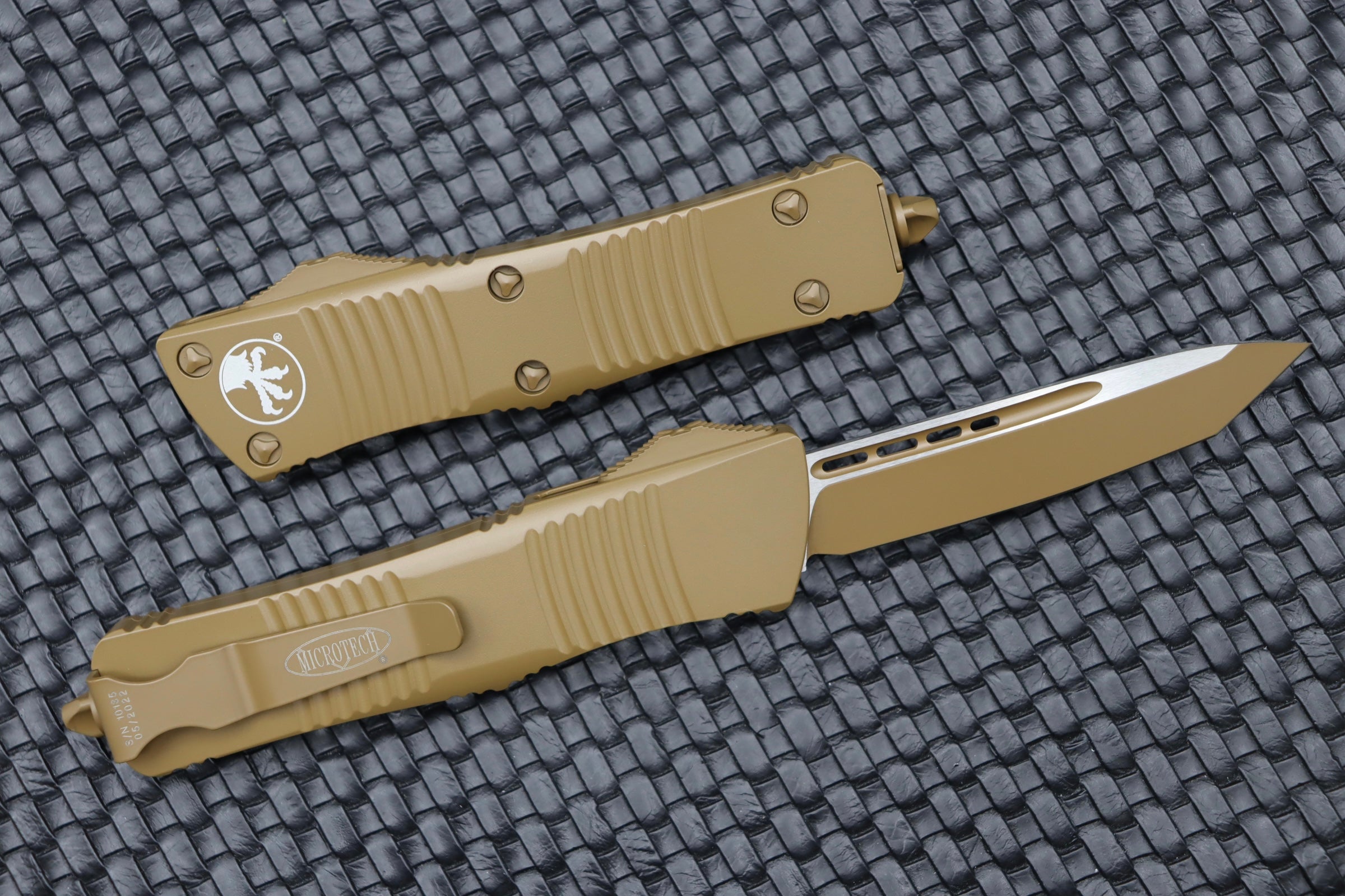 Premium Microtech Troodon Tanto Cerakote Knife - Tan Edition