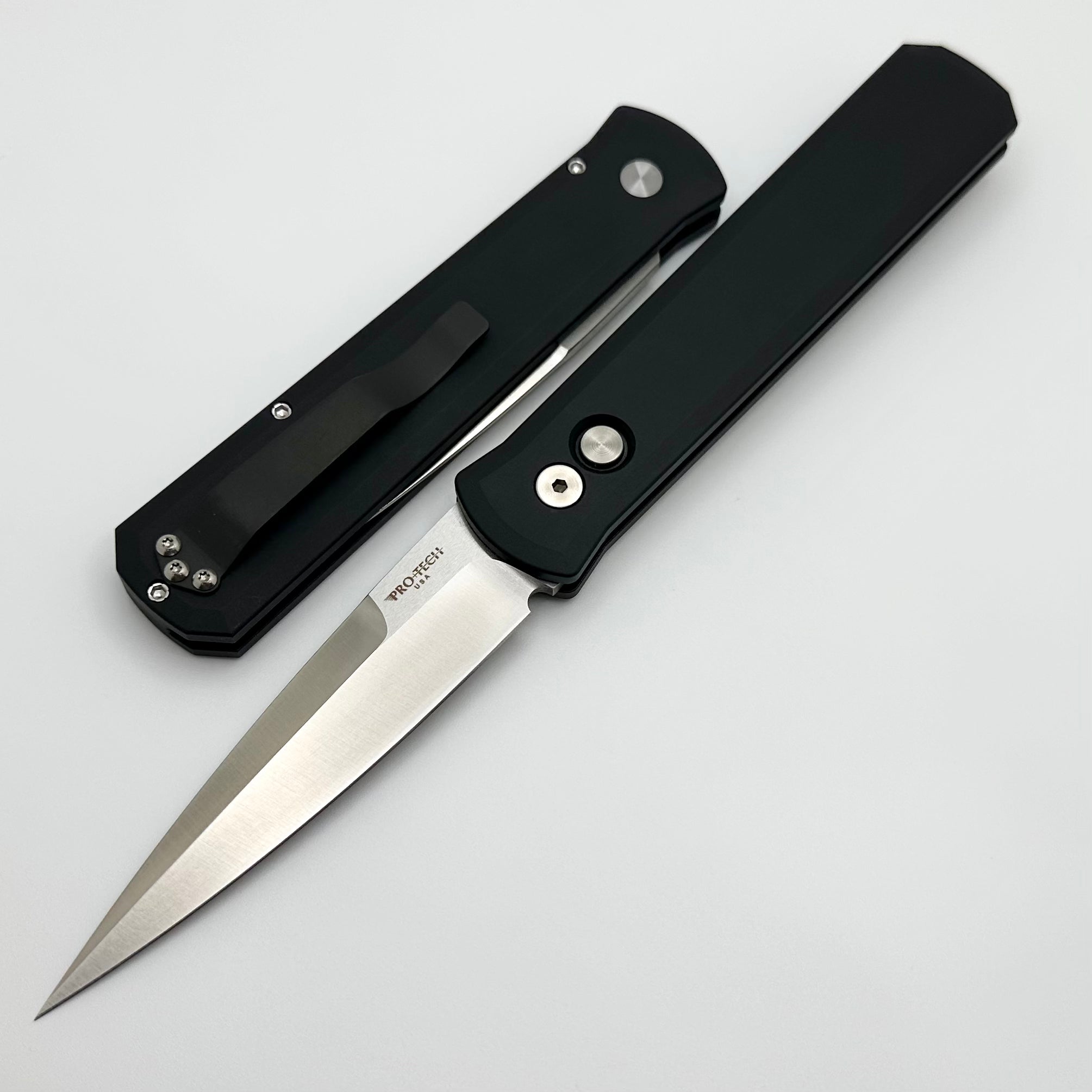 Pro-Tech Godfather Premium Automatic Knife - Black Handle & Satin 154-CM Blade