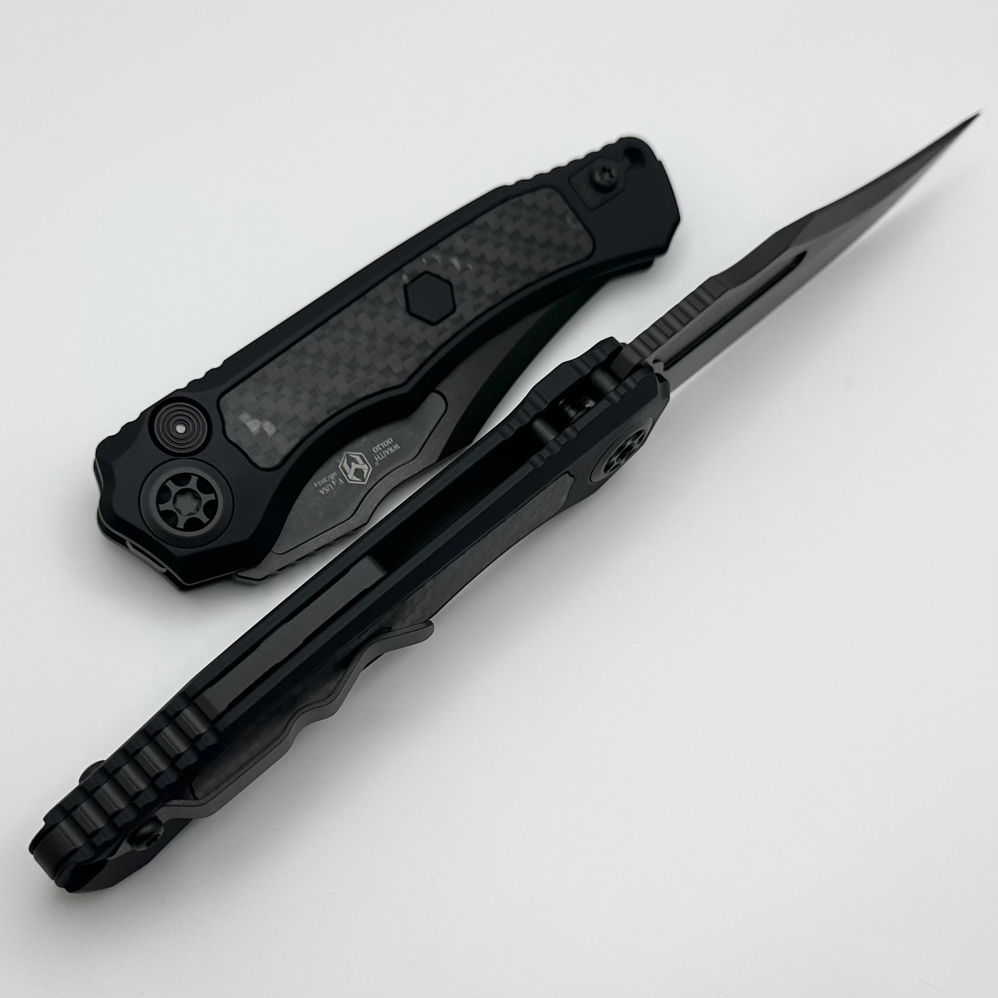 Heretic Knives Premium Wraith Auto V4 - Ultimate Tactical Knife with GITD Carbon Fiber & DLC MagnaCut Blade