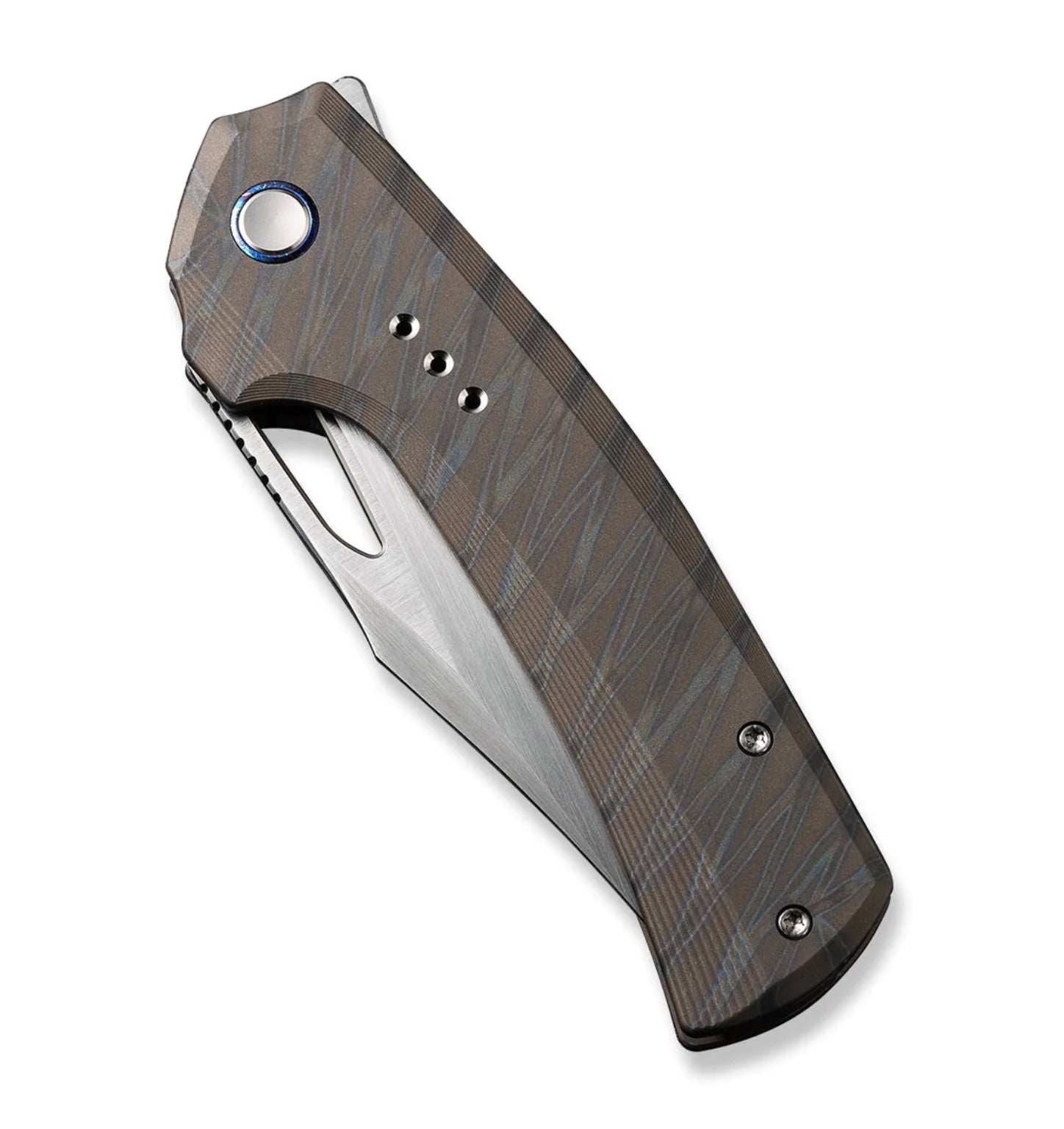 Premium WE Knife Nefaris: Flamed Tiger Stripe Titanium & Hand Rubbed 20CV Blade – Limited Edition