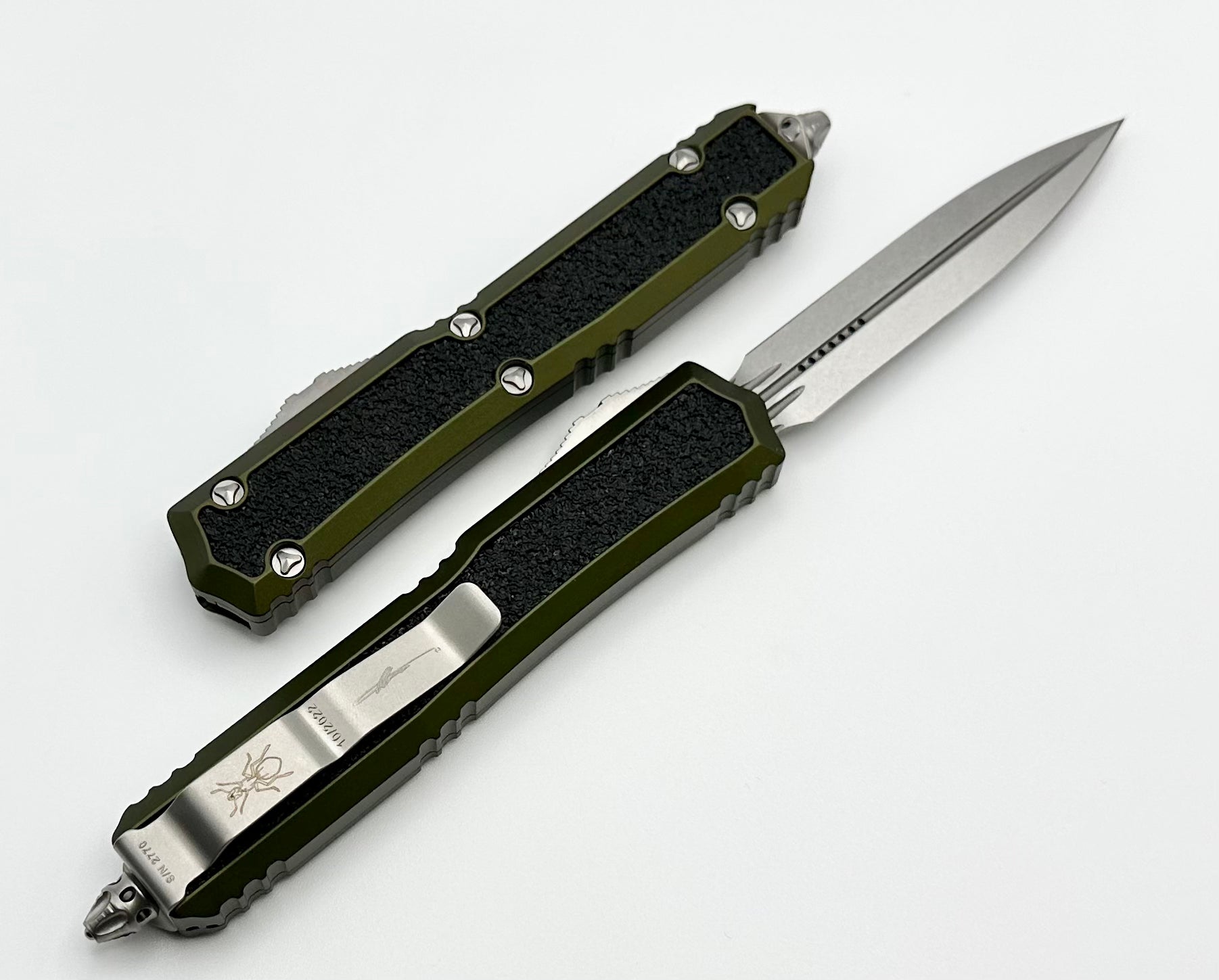 Premium Microtech Makora Tactical Knife - OD Green & Stonewash Double Edge