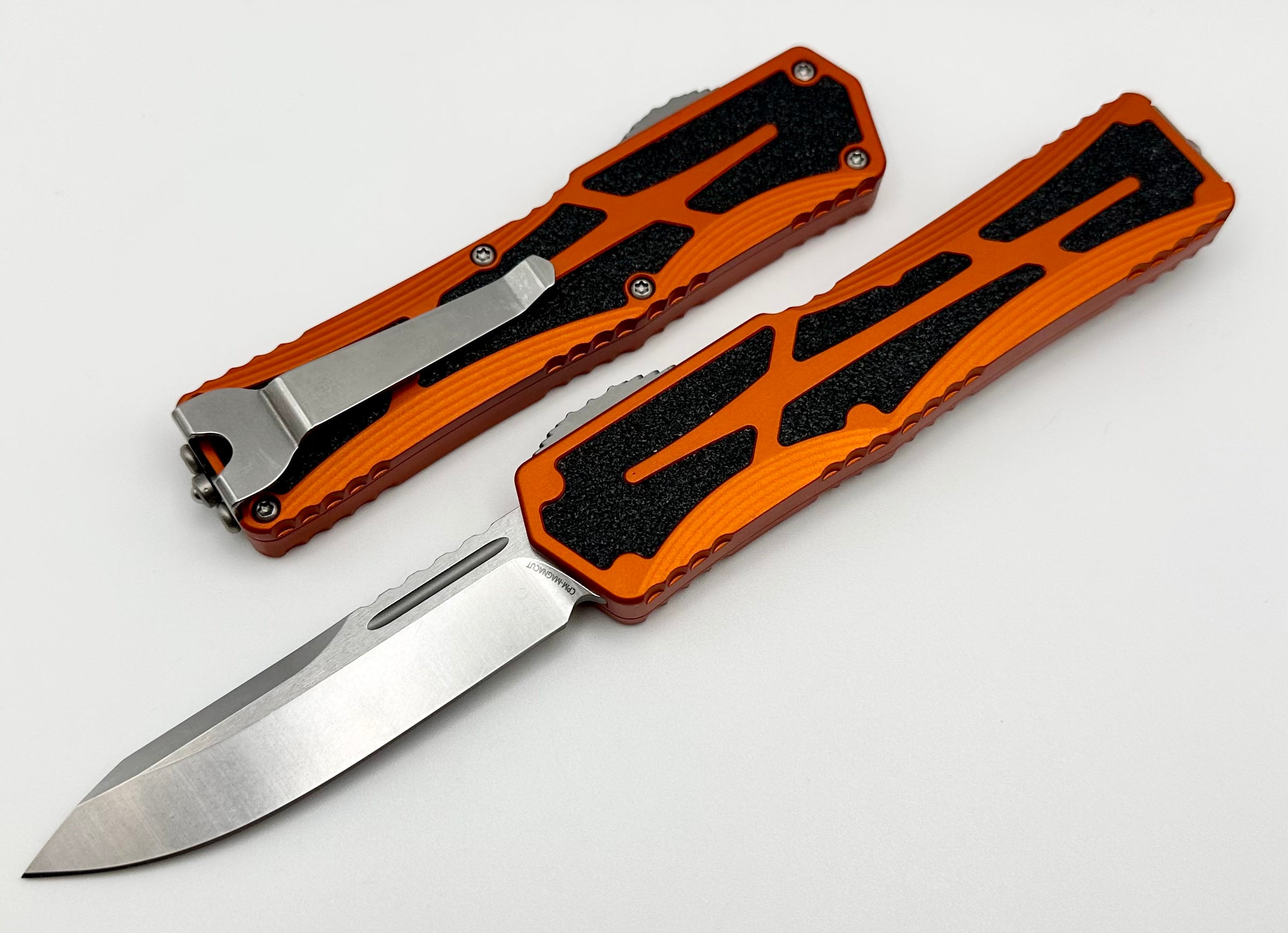 Premium Heretic Knives Colossus: Ultimate Single Edge Magnacut with Orange Handle H039-2A-ORG