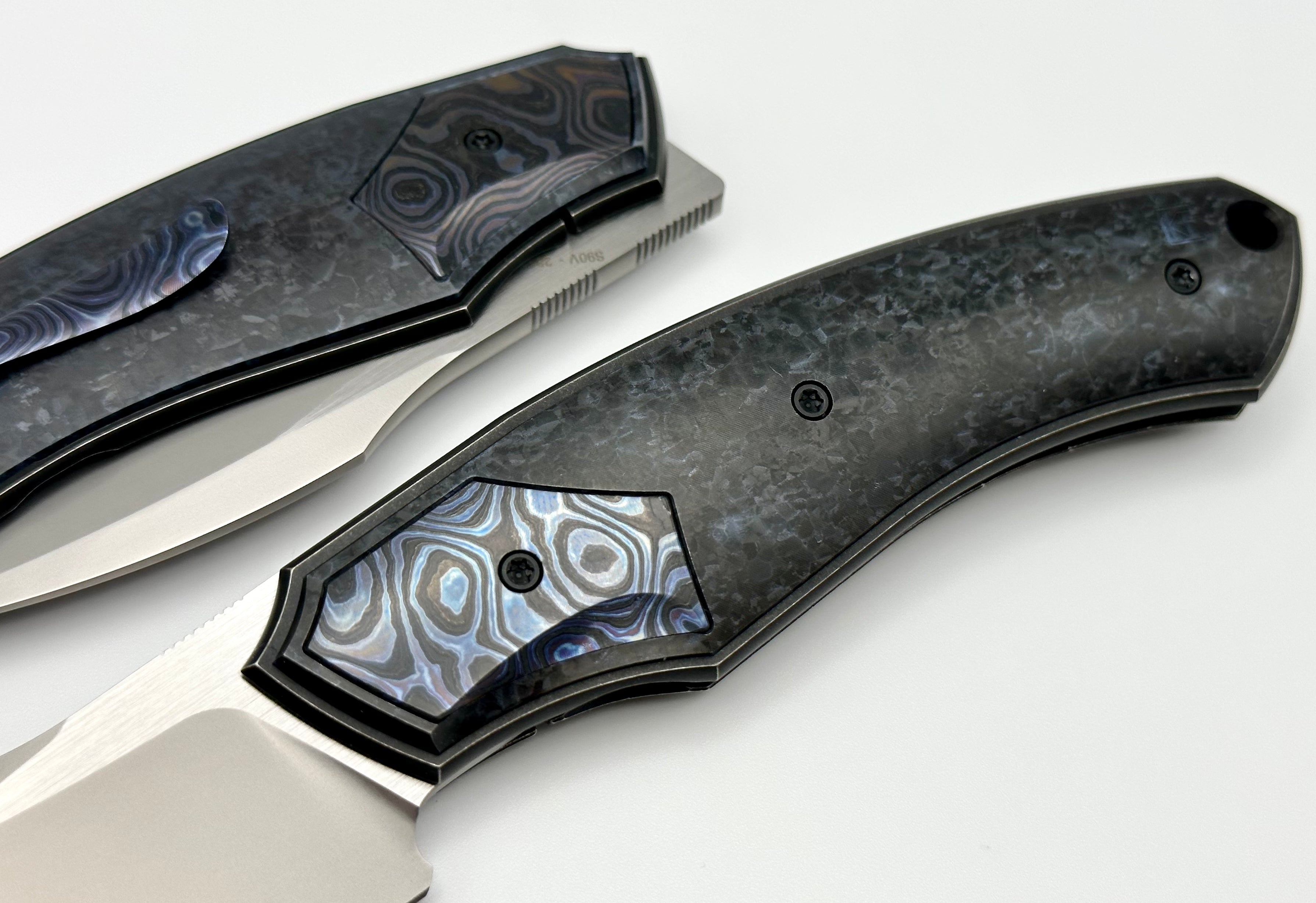 Premium Davless Crystal Ti & ZircuTi Knife by Custom Knife Factory - S90V Blade, Limited Edition