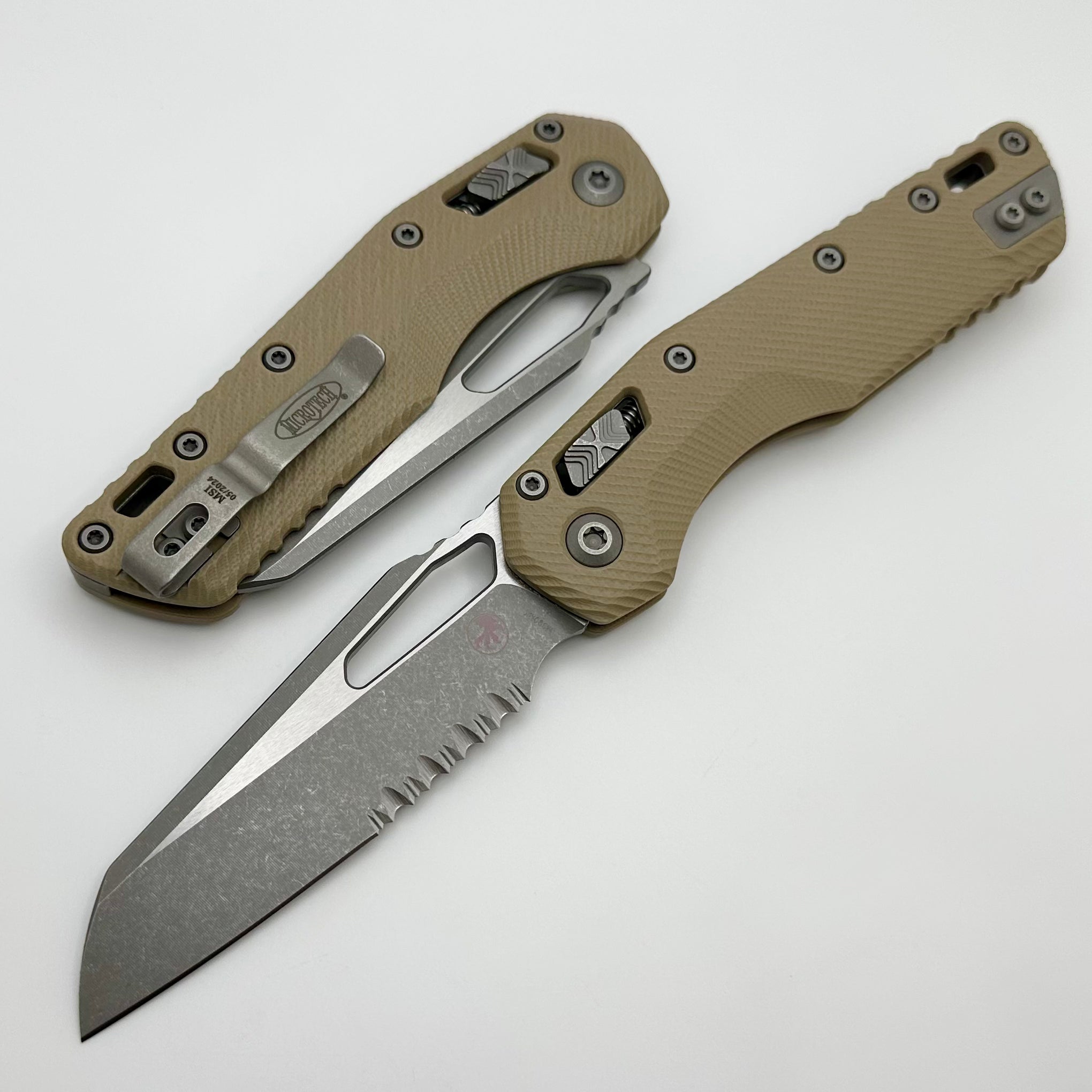 Microtech MSI RAM LOK Tan Fluted G-10 Knife | Premium Apocalyptic M390MK Blade