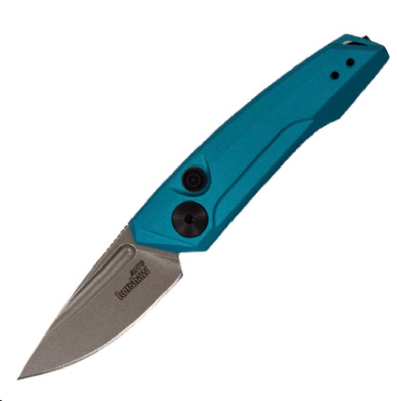 Kershaw Launch 9 Teal Handle & Stonewash CPM154 7250TEALSW - Compact Automatic Pocketknife