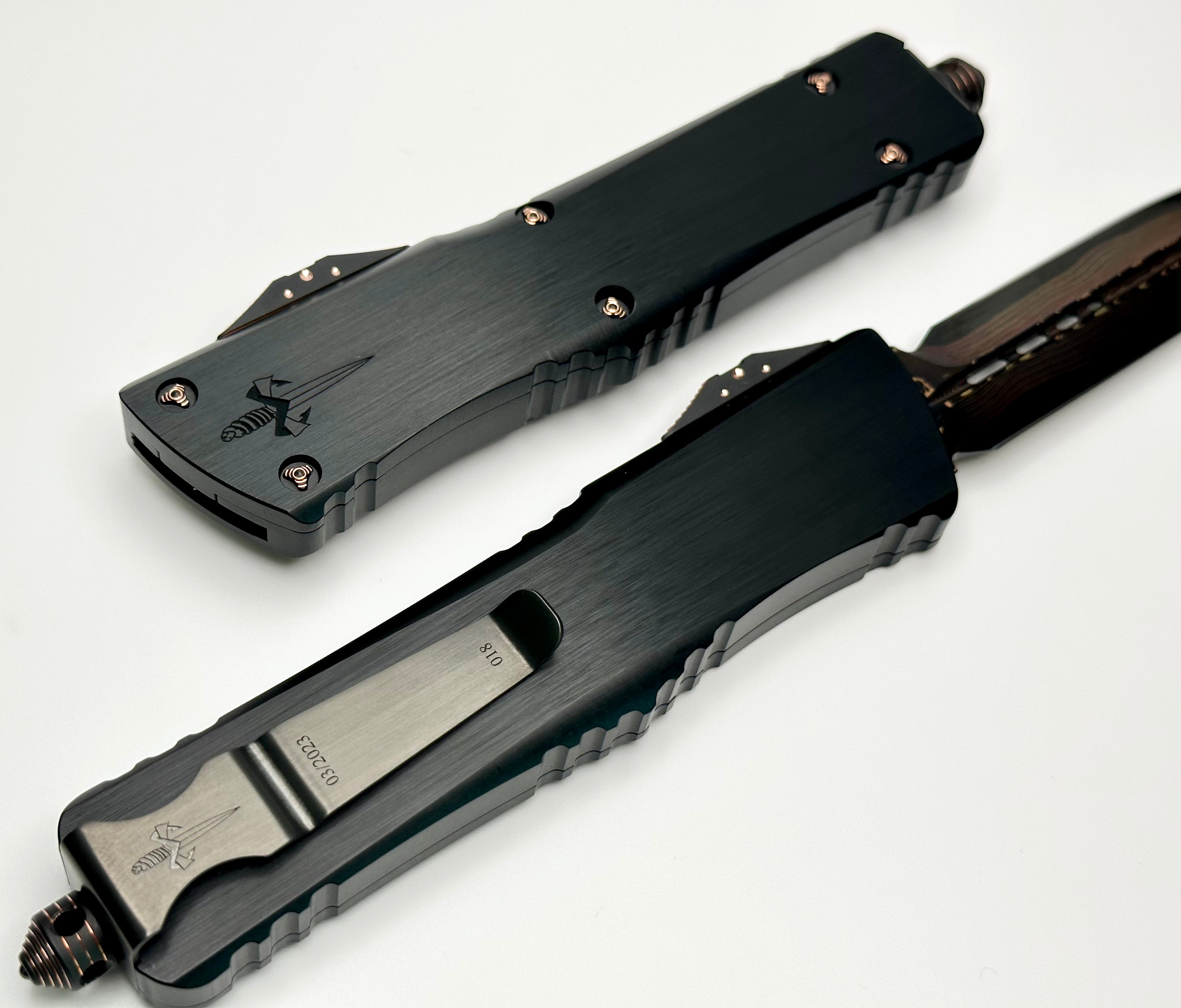 Premium Marfione Custom Combat Troodon Tactical Knife - Tiger GoMai Blade & Hefted Black Handle