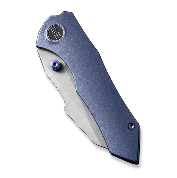 WE Knife High-Fin Blue Tumbled Titanium EDC - CPM-20CV Blade