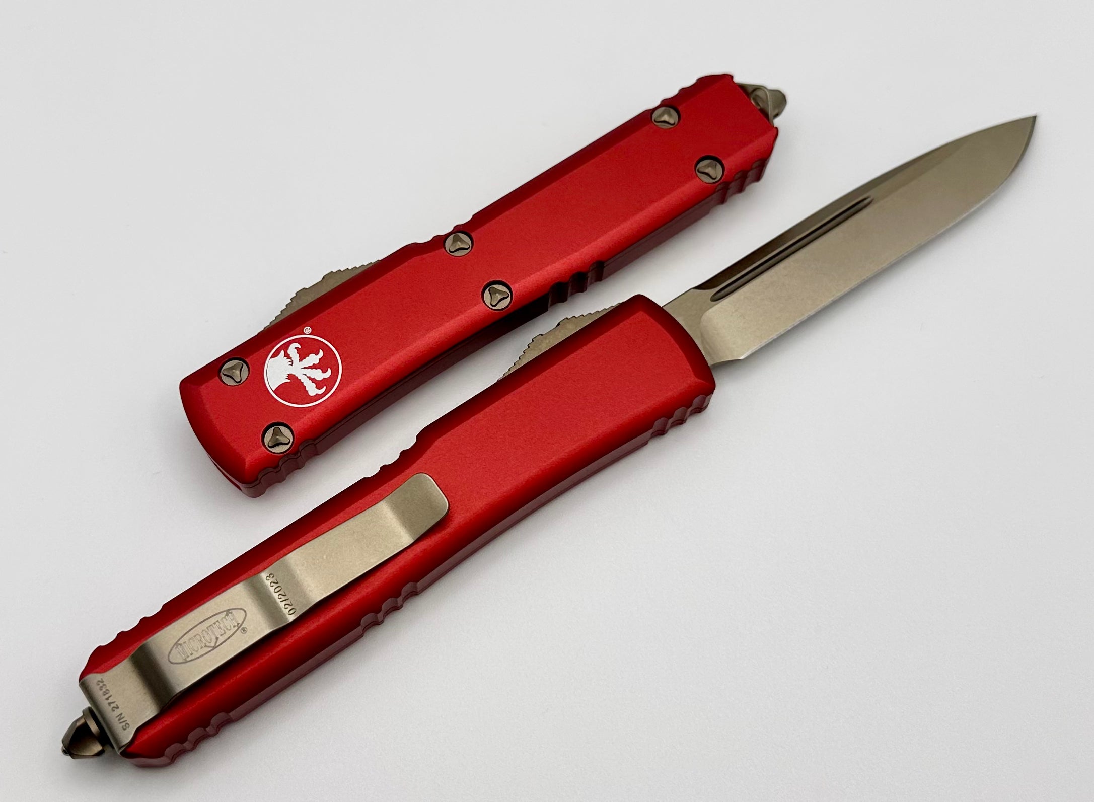 Premium Microtech Ultratech Bronze & Red OTF Knife