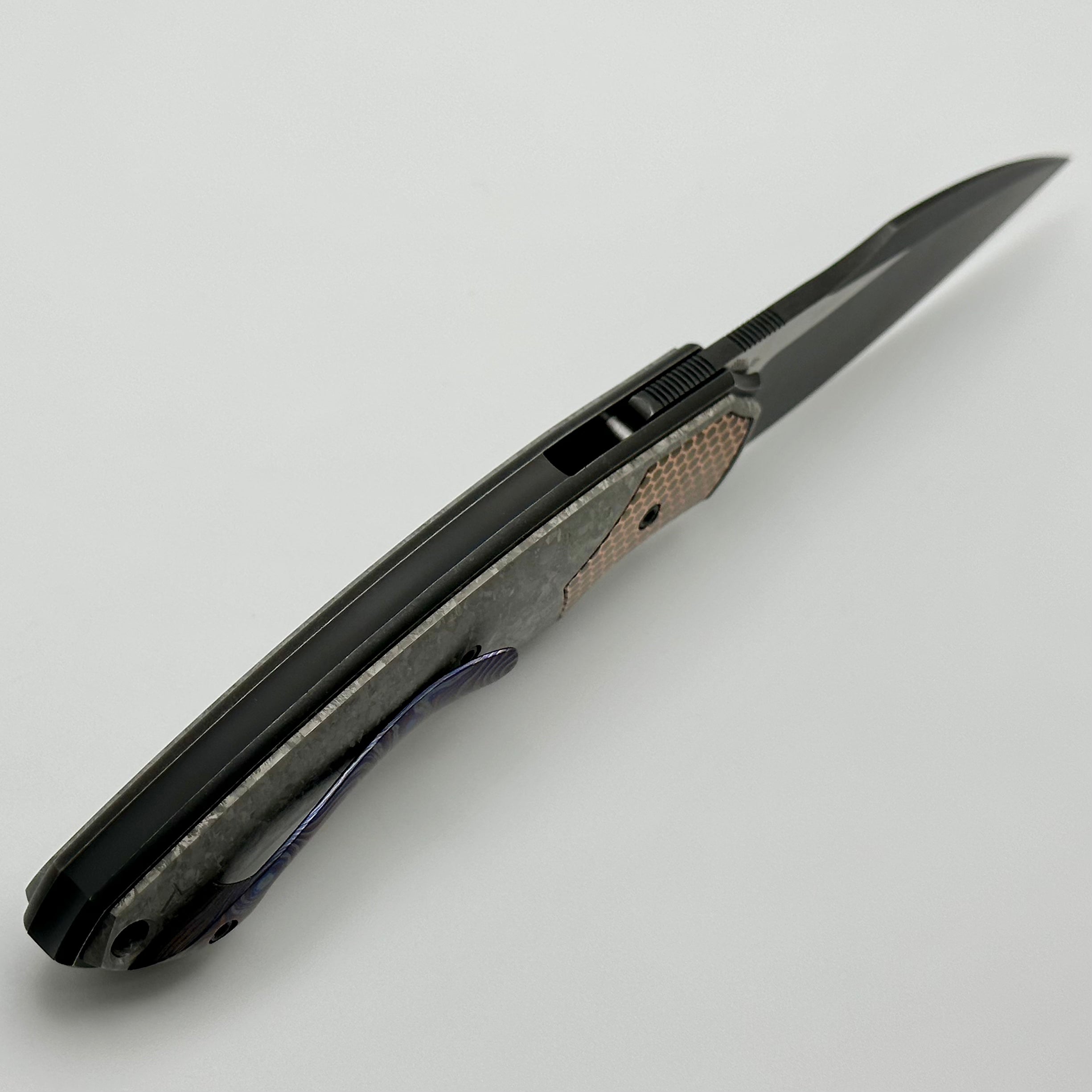 Premium Davless Crystal Ti & Super Conductor Knife - Blackwash S90V Blade