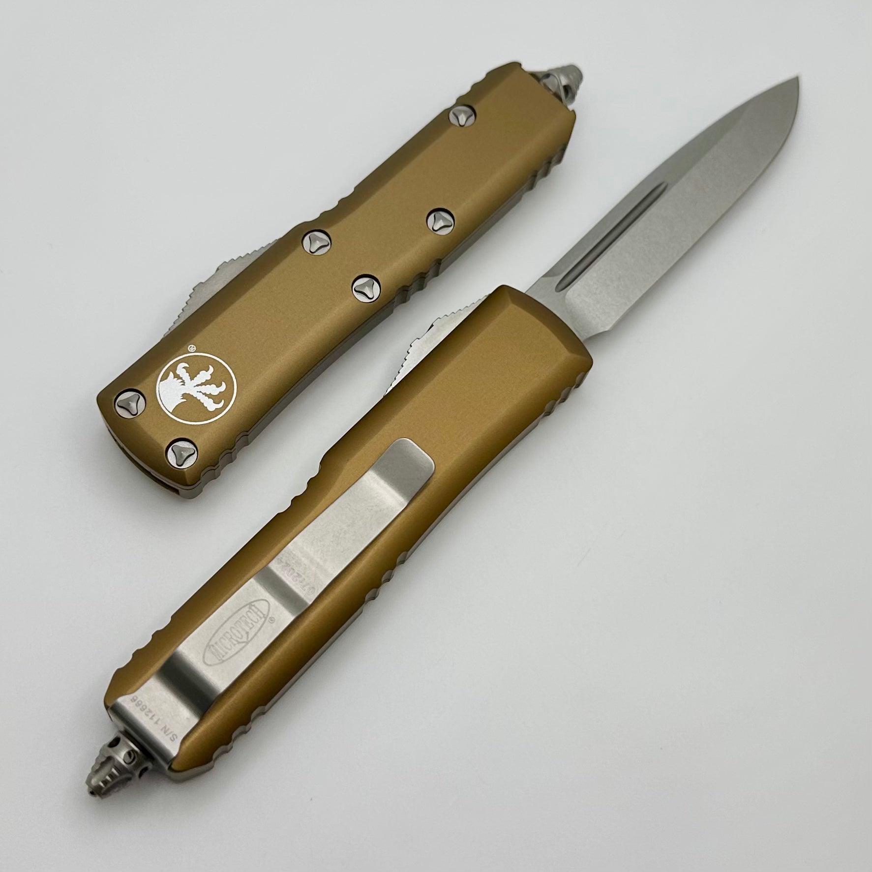 Microtech UTX-85 Premium EDC Knife - Stonewash Finish & Tan Handle