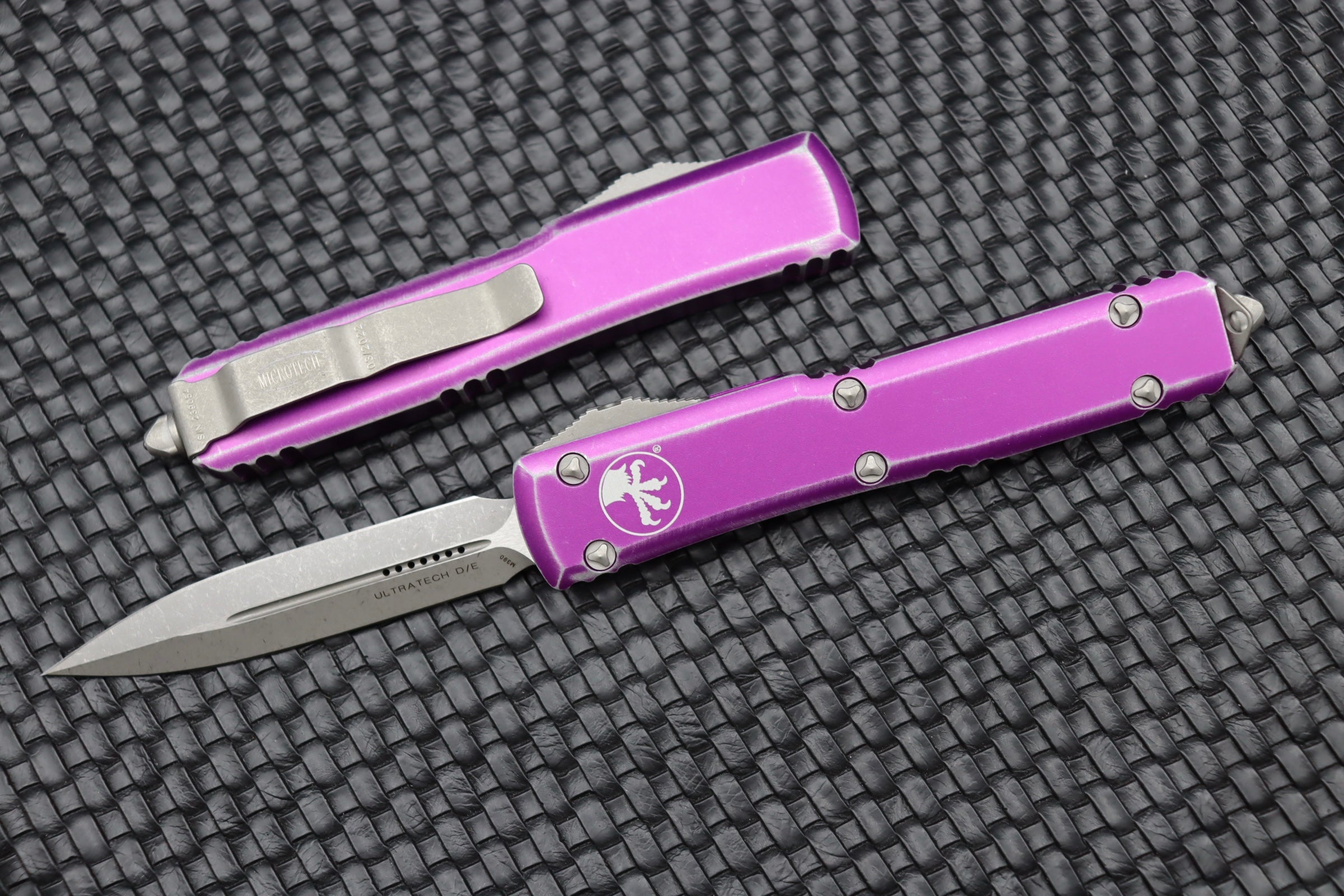 Microtech Ultratech Premium Double Edge Knife - Distressed Violet Edition